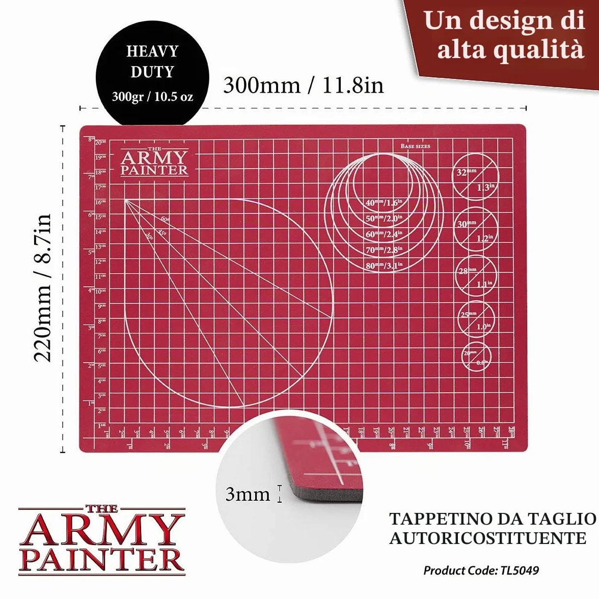The Army Painter | Tappetino da Taglio Autorigenerante | PVC Antiscivolo Doppio Lato | Tavola con 3 Strati | Griglia per Taglio di Precisione | Modellismo