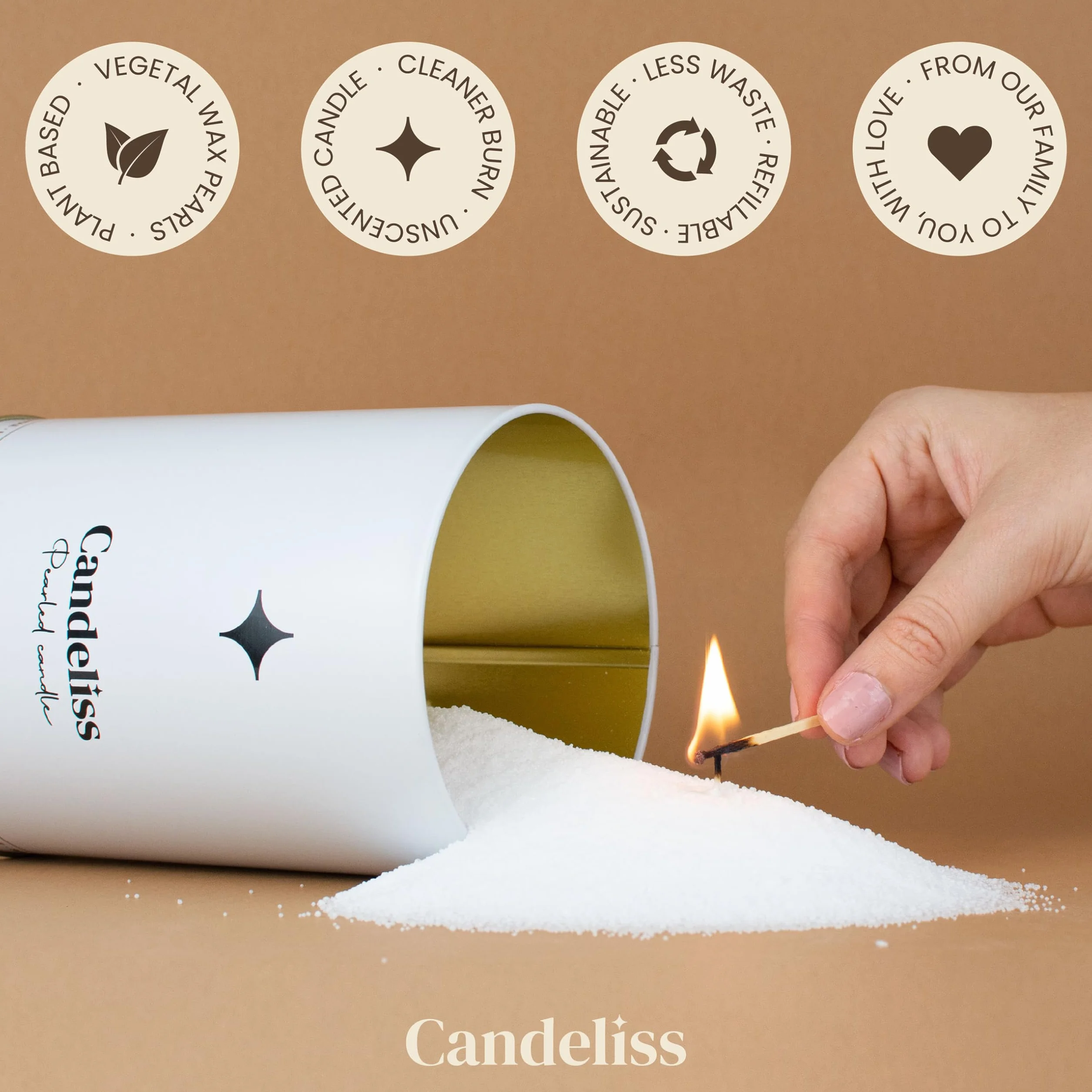 CANDELISS Kit per Candela di Sabbia 0,5kg. Granelli di cera sabbia per candele in polvere di candela perle a granelli Pearled candle pearls sand wax candle Candele perlate decorative (Premium)