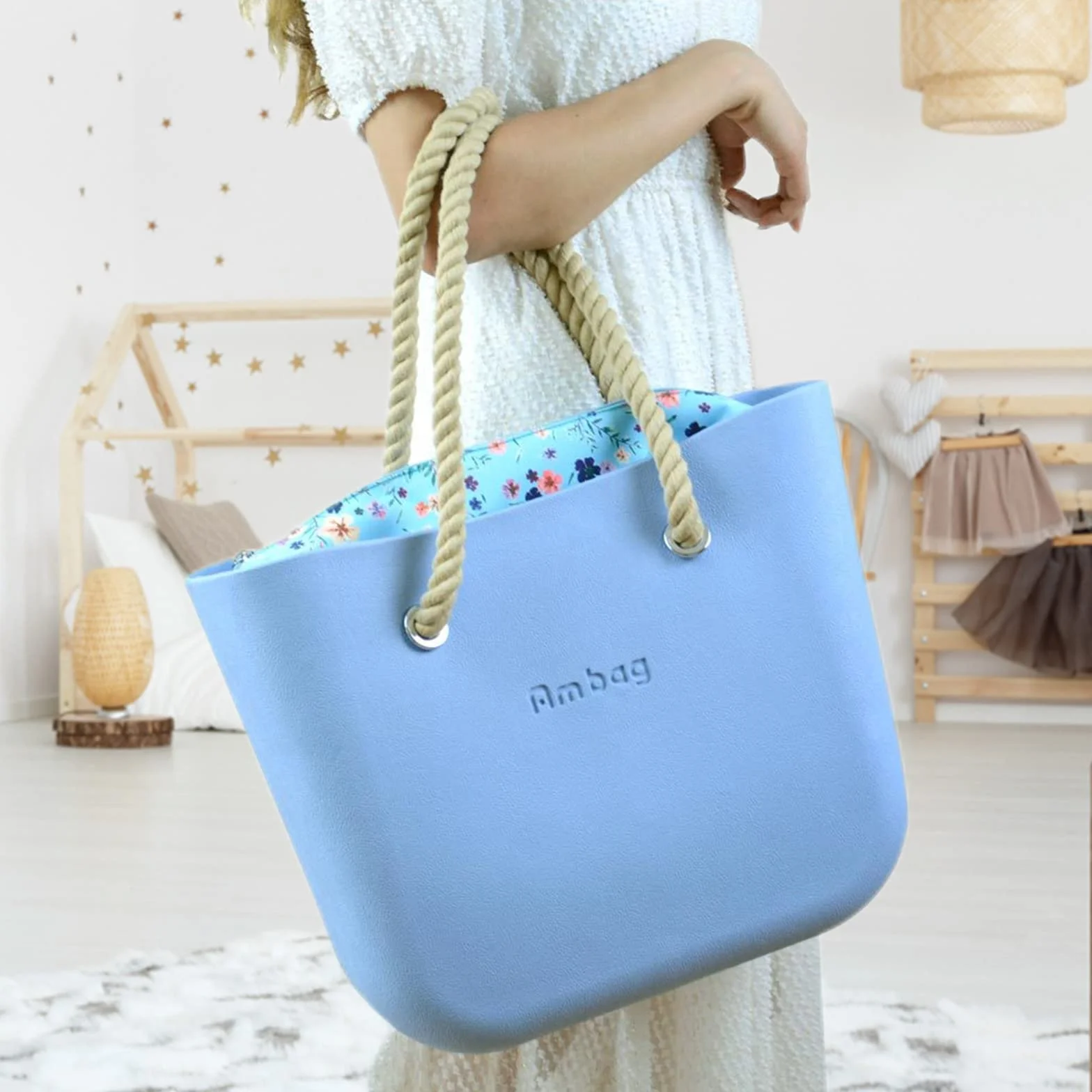Manici O Bag, 2 Pezzi Sostituzione Manici per Borsa da Spiaggia, Classic O Bagmanici Lunghi Ricambio Maniglia Corda, Obag Accessori per Fai da Te Donna, 70 cm, Beige