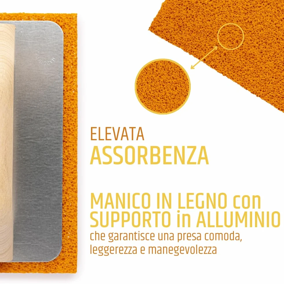 PENNELLIFICIO 2000 | Frattazzo Professionale con Spugna Rettangolare Morbida, per Stesura di Intonaco e Rasatura, Misura 21 cm x 14 cm, Made in Italy