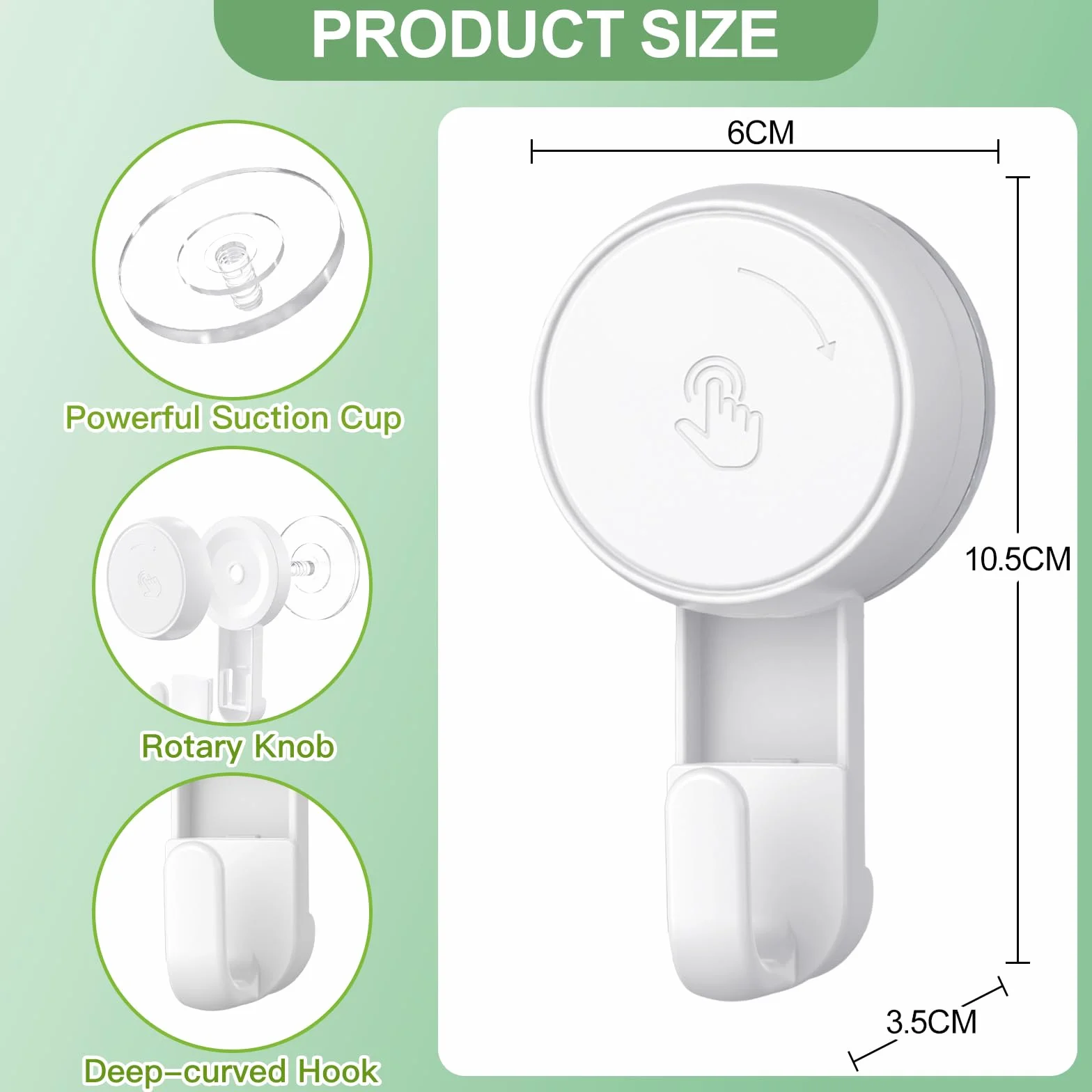 Ganci a Ventosa in Plastica 5KG Bianco, Gancio a Parete Forte, Porta Asciugamani da Bagno Impermeabile