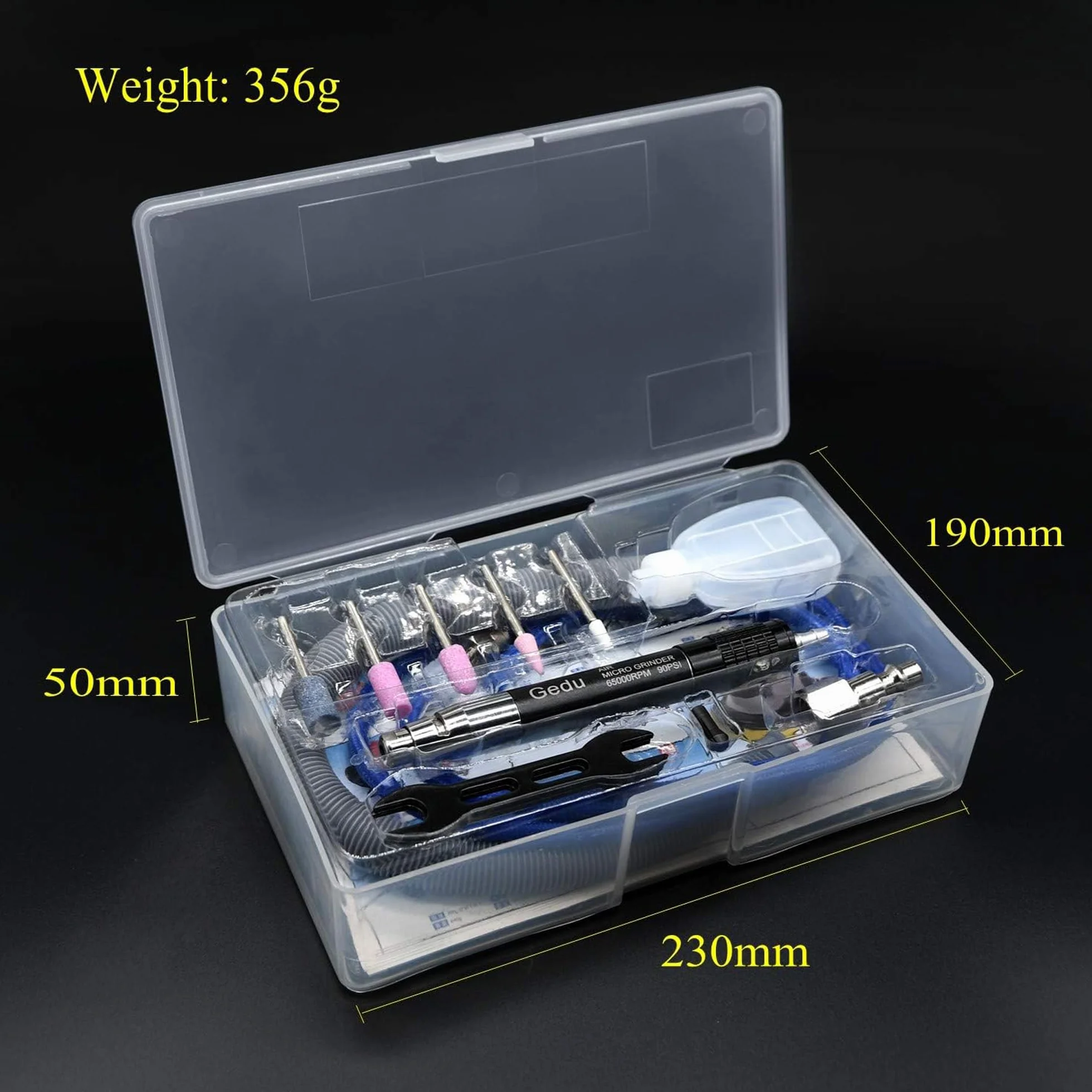 Set di Levigatrice ad Aria Compressa 1/8 Pollici 65000 giri/min per Levigatura e Lucidatura