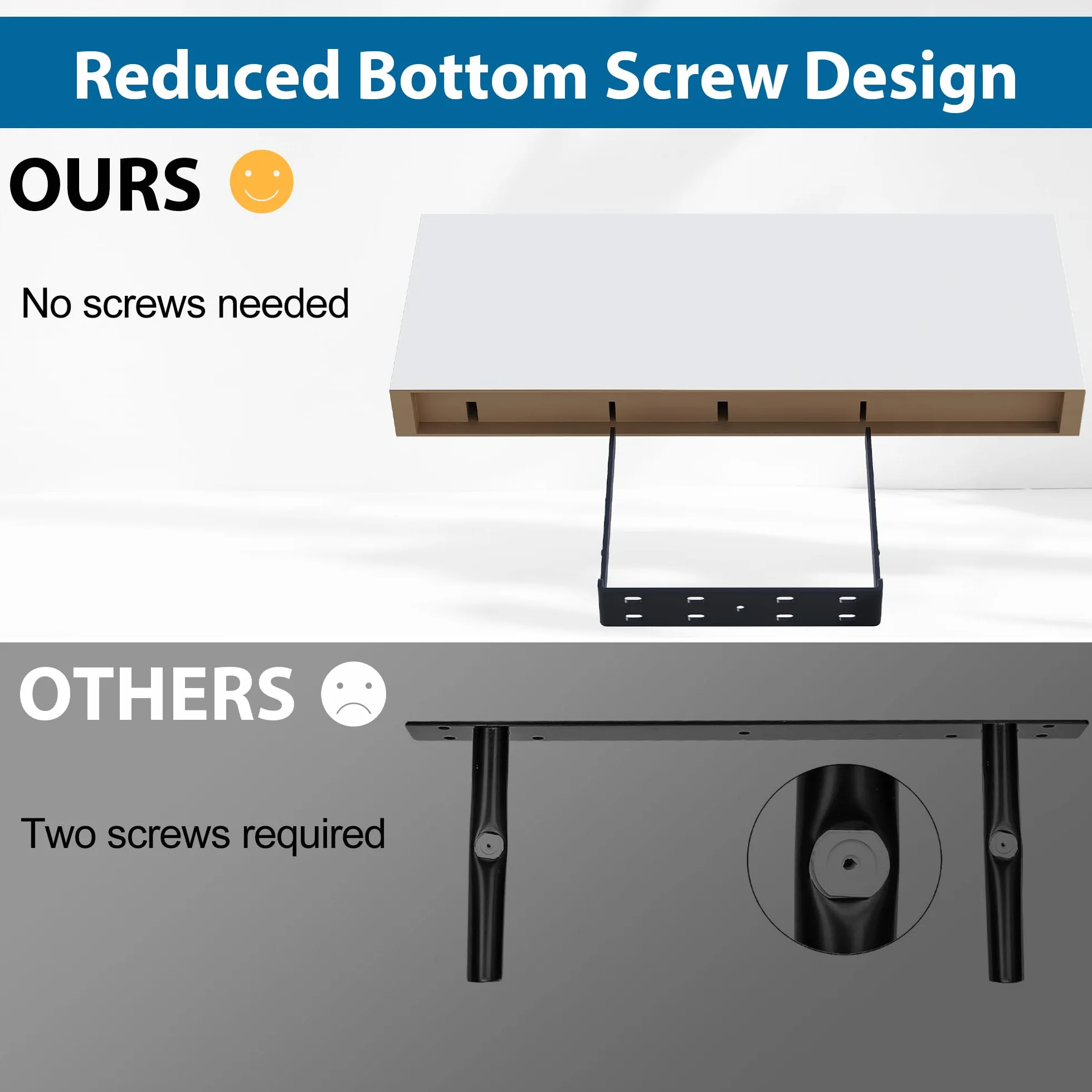 BONTEC Mensole da muro, confezione da 2, robuste mensole da parete per bagno, facili da installare, design minimalista, contengono 10 kg ciascuna, bianco
