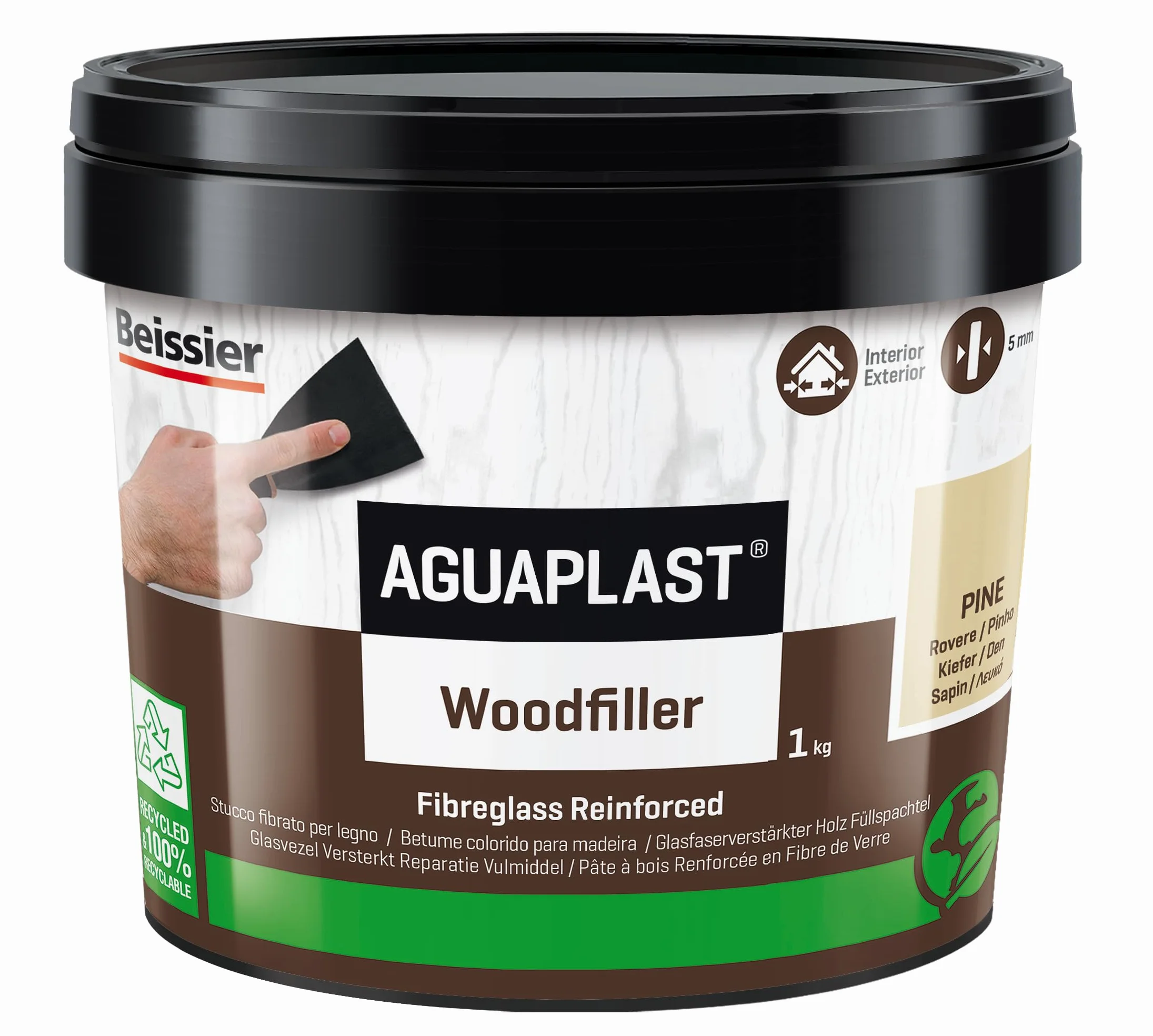 Stucco per Legno Pronto all’Uso – Aguaplast Woodfiller Colore Rovere 1 kg Fibrorinforzato – Riempitivo per Buchi e Crepe su Mobili, Infissi e Pavimenti – Verniciabile Senza Fondo