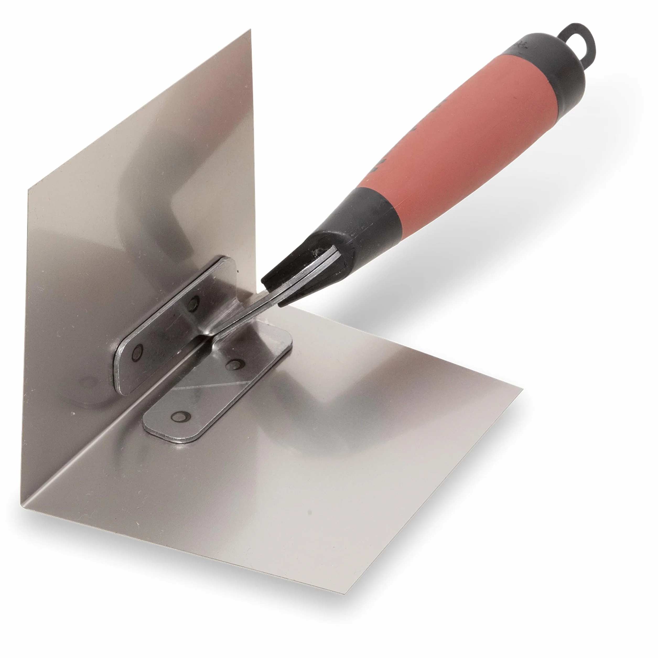 Frattazzo ad angolo interno Marshalltown sottile con manico DuraSoft, in acciaio inox, per muratori a secco e stuccatori, dimensioni: 127x95 mm