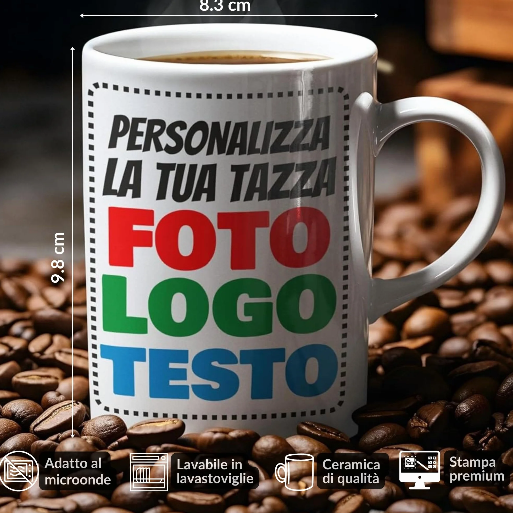 Tazza Personalizzata con Stampa Foto in Ceramica 100% Made in Italy, Idea Regalo per Ogni Occasione