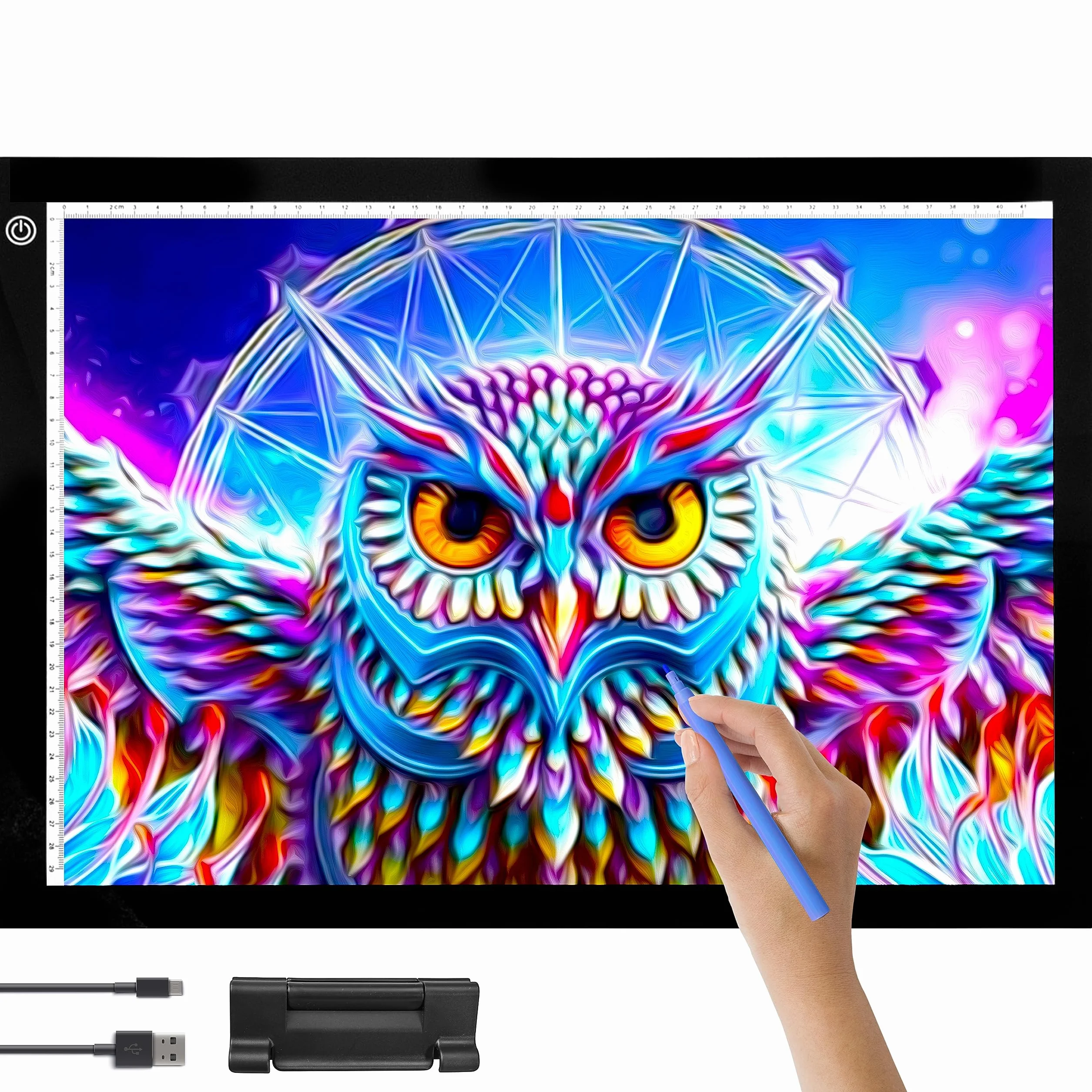 Crafts&Co® Tavola Luminosa | Lightbox Dimmerabile | Accessori Diamond Painting | Pannello LED con USB | Lightpad 470x345 mm | Tavola Luminosa, Pannello da Disegno Illuminato, Pad LED