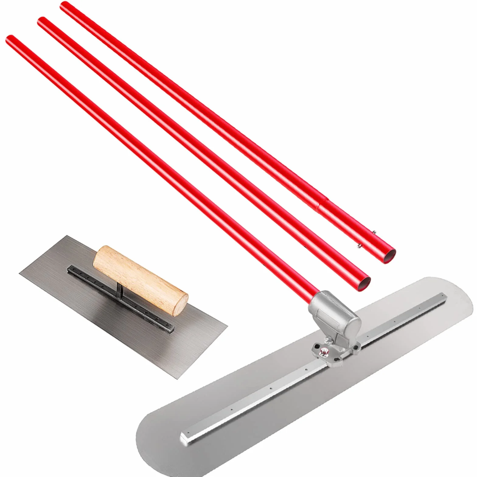 VEVOR Truelle de Maçon 1200x200 mm Bull Float, Grande Taloche Couteau à Enduire avec 3 Poignées de 1800 mm, Spatule PRO
