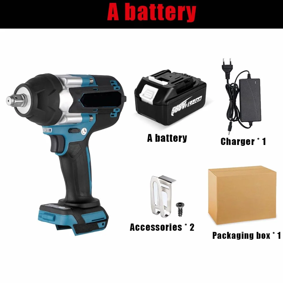 Makita 18V Avvitatore a percussione a batteria 1/2" 7200 rpm 5 velocità 1800N.M con luce LED