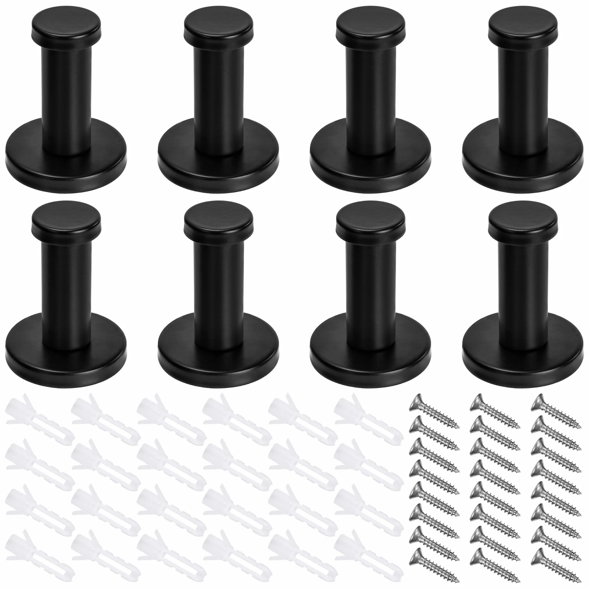 Appendiabiti da Parete in Acciaio Inox Nero 50mm 8 Pezzi Ganci per Cappotti