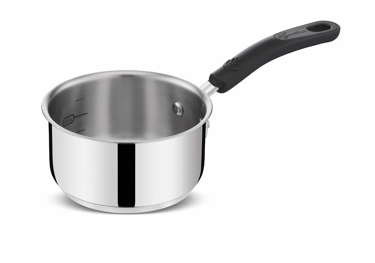 Lagostina Pratica Casseruola in Acciaio 18/10 con Manico Lungo in Silicone, Pentola per Induzione, Gas e Forno fino a 210°, 16 cm