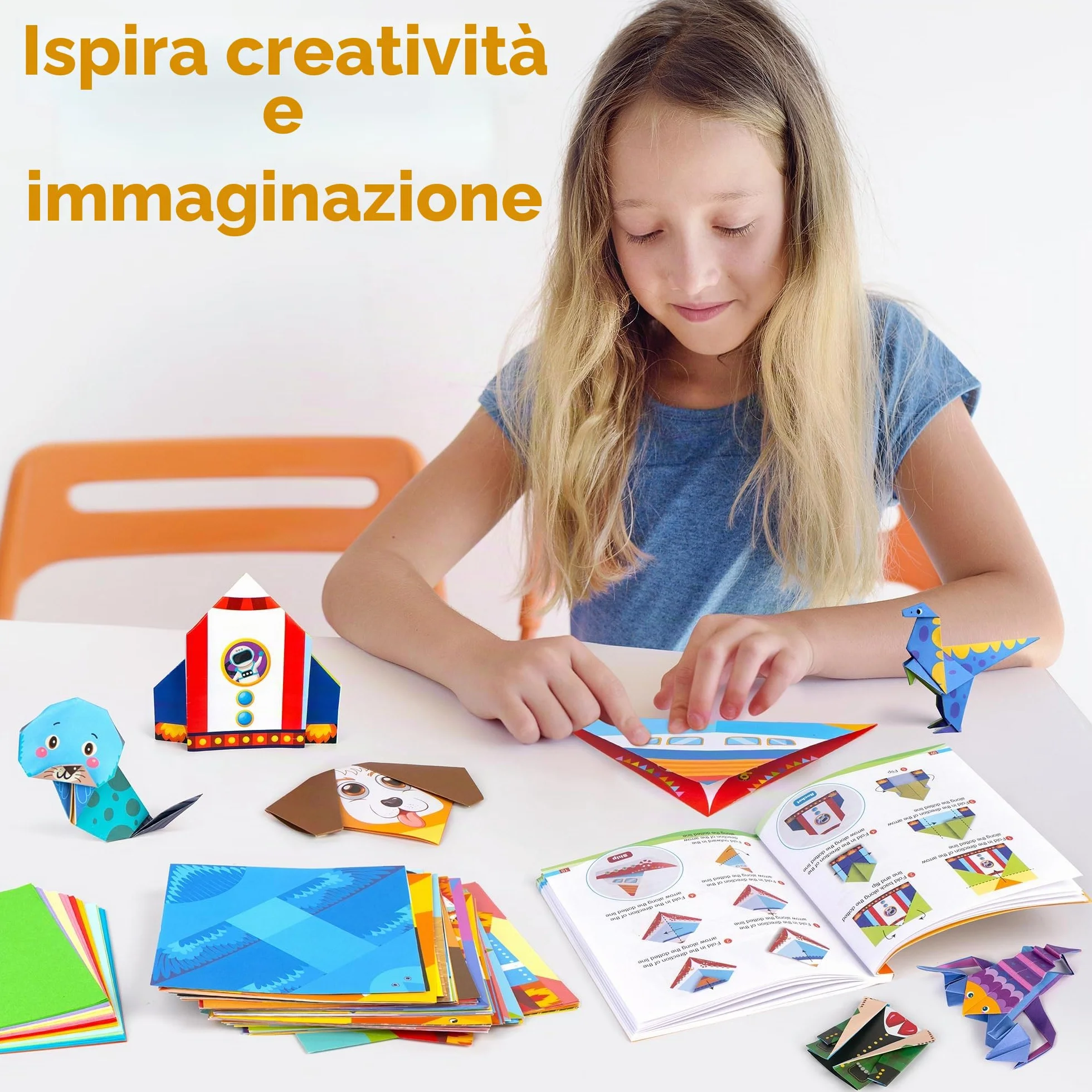Mocoosy Carta per Origami per Bambini, 224 Fogli Fronte-retro con Tutorial Video e Libro, 72 Modelli, Kit Artigianato Regalo