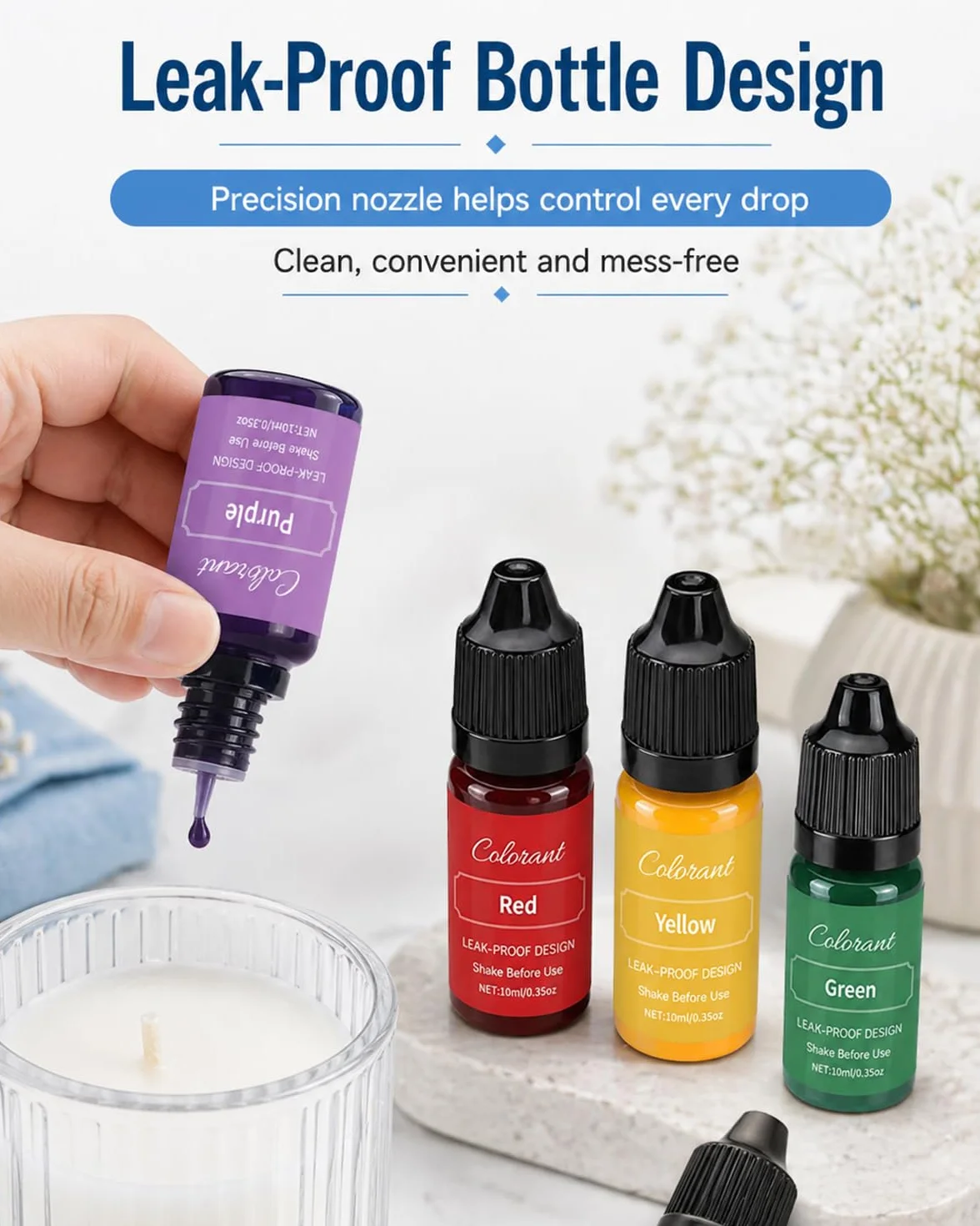 8 Colori Candele Coloranti, per Cera di Candela, Altamente Concentrato Coloranti per Cera per Candele Fai da Te, per la Colorazione della Candela (10ML)
