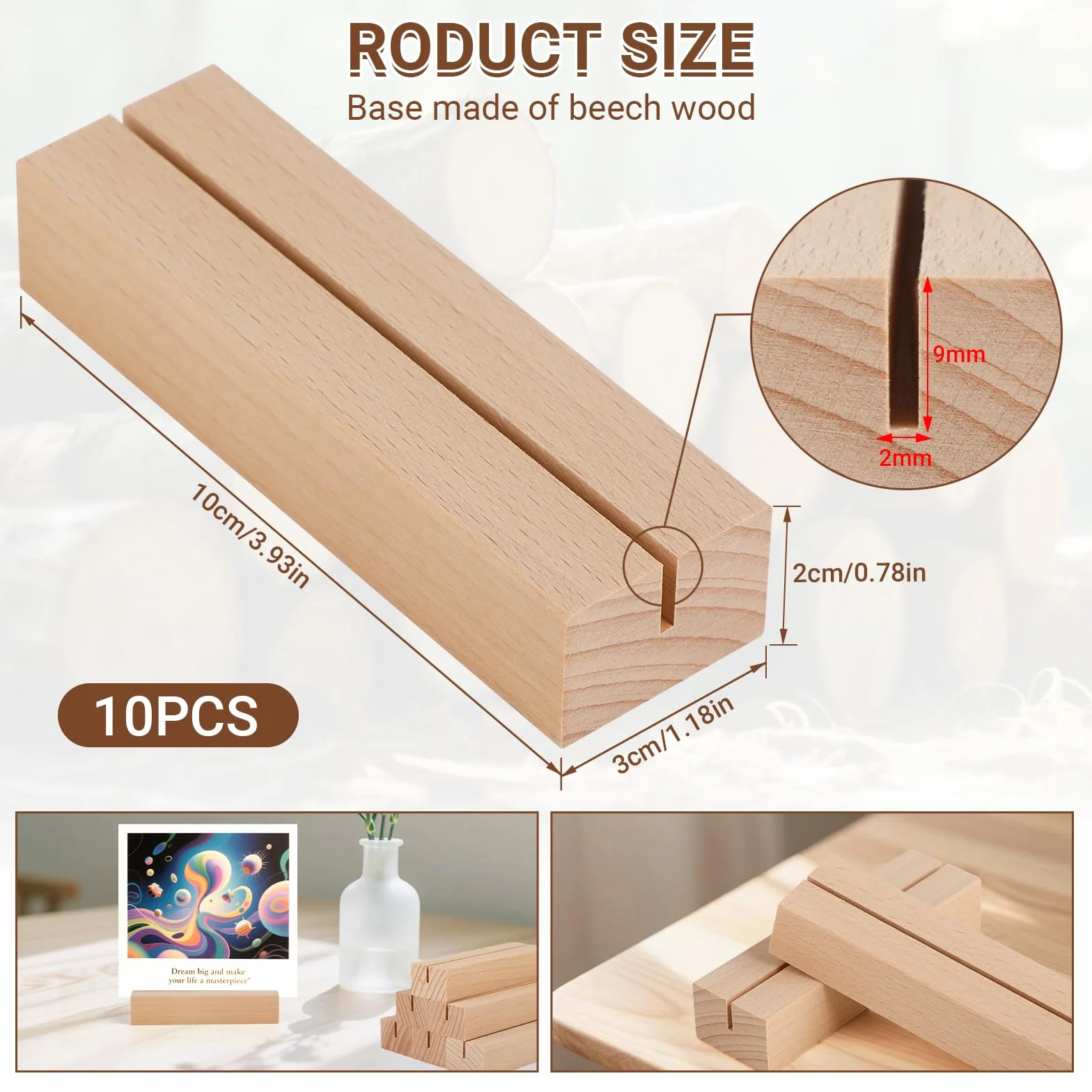 RMIVEGLIA 10 Pezzi Porta Menu da Tavolo, Porta Foto in Legno Naturale, Ideali per Menu, Cartoline e Foto durante Matrimoni, Feste ed Eventi – Supporto Elegante e Robusto.