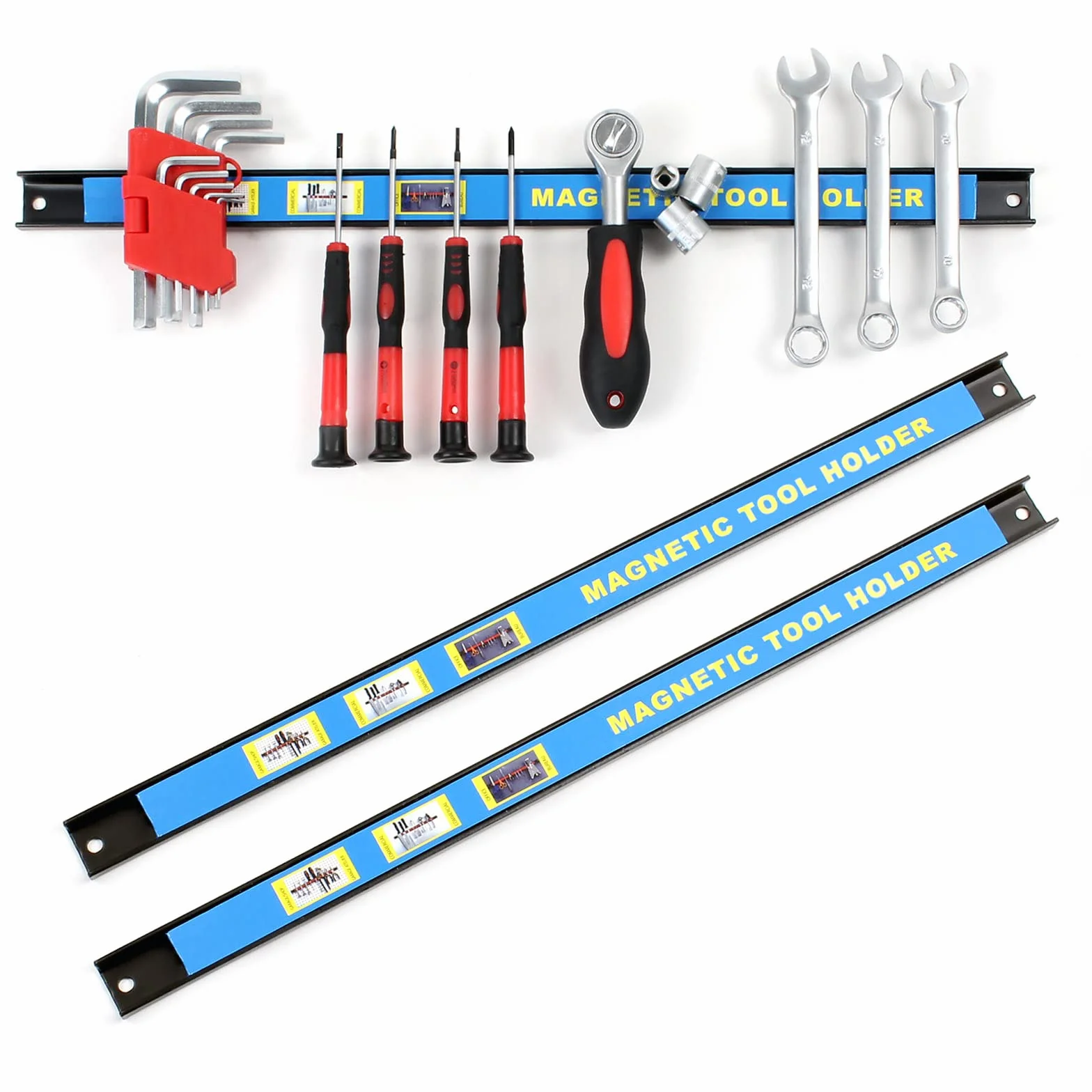 Wiltec Barra magnetica per attrezzi utensili 46cm 1000-1200 gauss Supporto magnetico set 3 pezzi