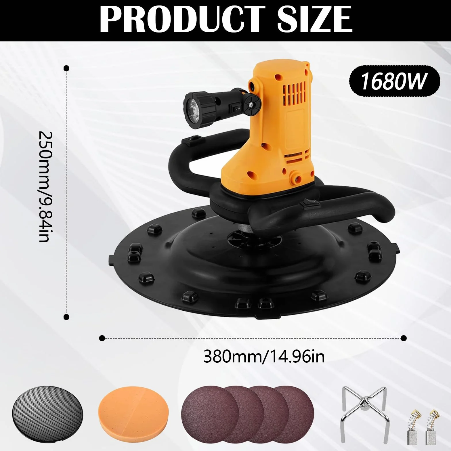 Levigatrice Per Intonaco 1680W 6 Velocità Mola Ø380 mm LED Malta Cementizia 2 In 1 Betoniera