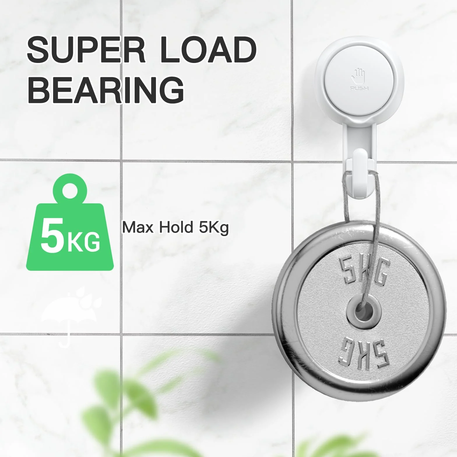 ilikable 4 Pezzi Ganci Ventosa Bagno Super Portante 5KG Senza Foratura Ganci a Ventosa per Asciugamani Appendini Bagno Impermeabile e Resistente al Grasso Parete per Doccia Cucina