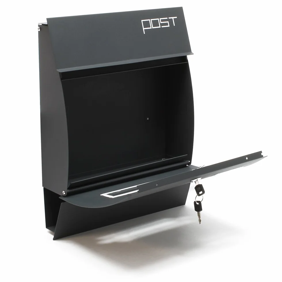 Wiltec Cassetta postale con portagiornale V4 antracite 350 x 95 x 445 mm con vetrino nome