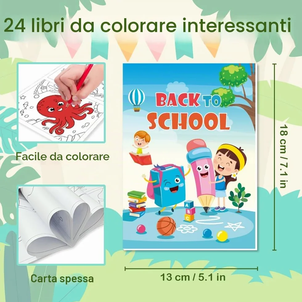 Aannanl 24 mini libri da colorare per bambini 2-8 anni regali feste attività scolastiche