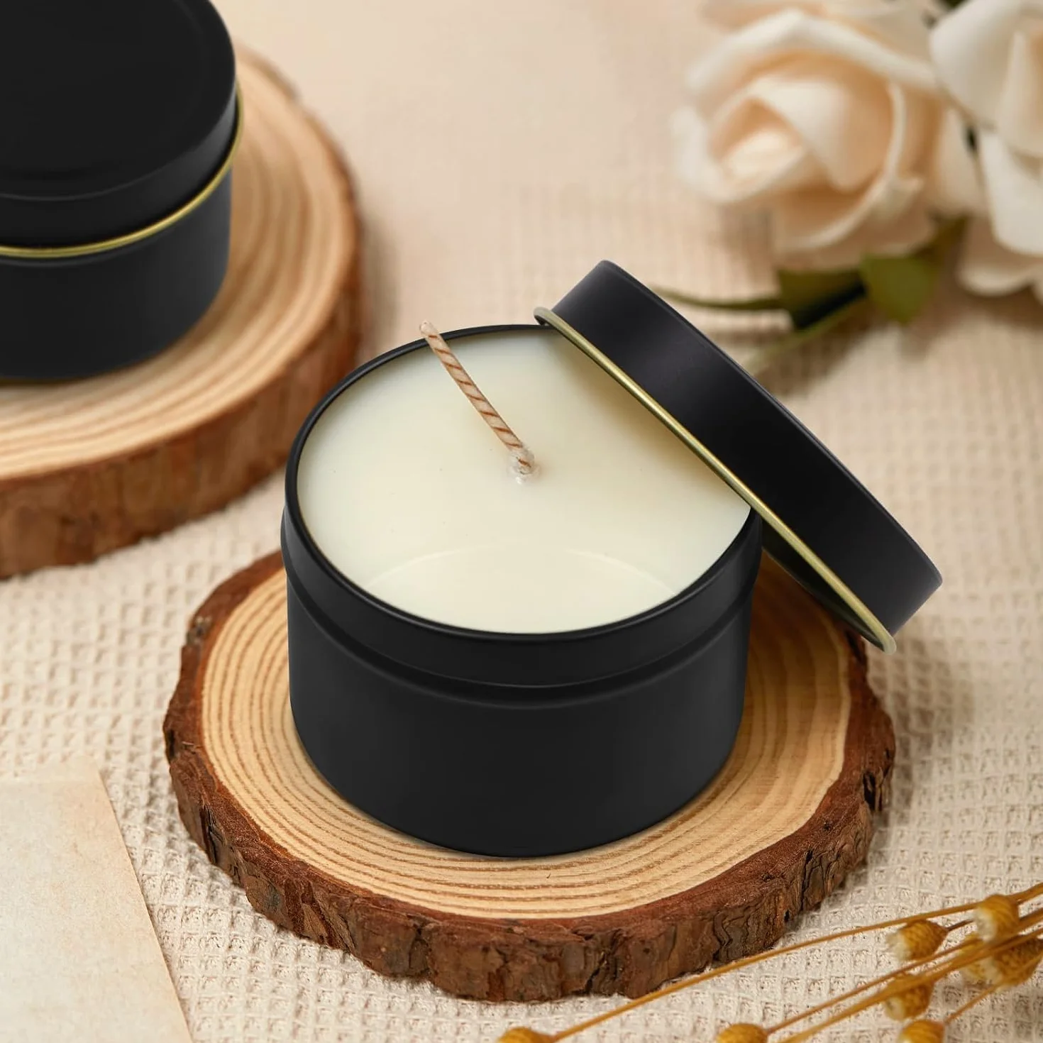 12 Pezzi Portacandele con Coperchio - Contenitori Decorativi Rotondi In Metallo per Fabbricazione Di Candele, Spezie, Gioielli, Polveri, Caramelle, Unguento - Barattoli Vuoti Fai Da Te