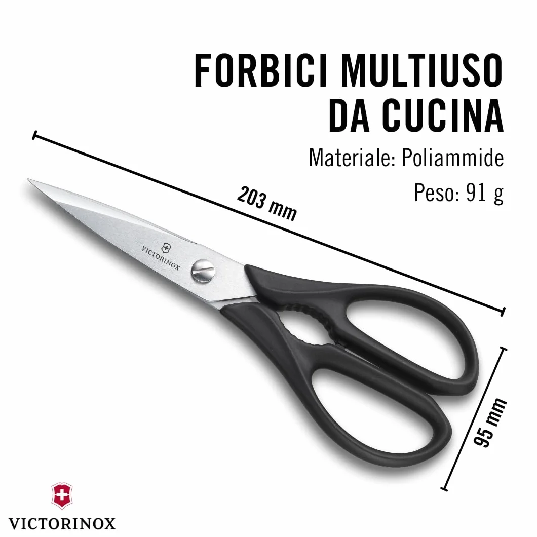 Victorinox, Forbici da Cucina Universali, in Acciaio Inox, Nere