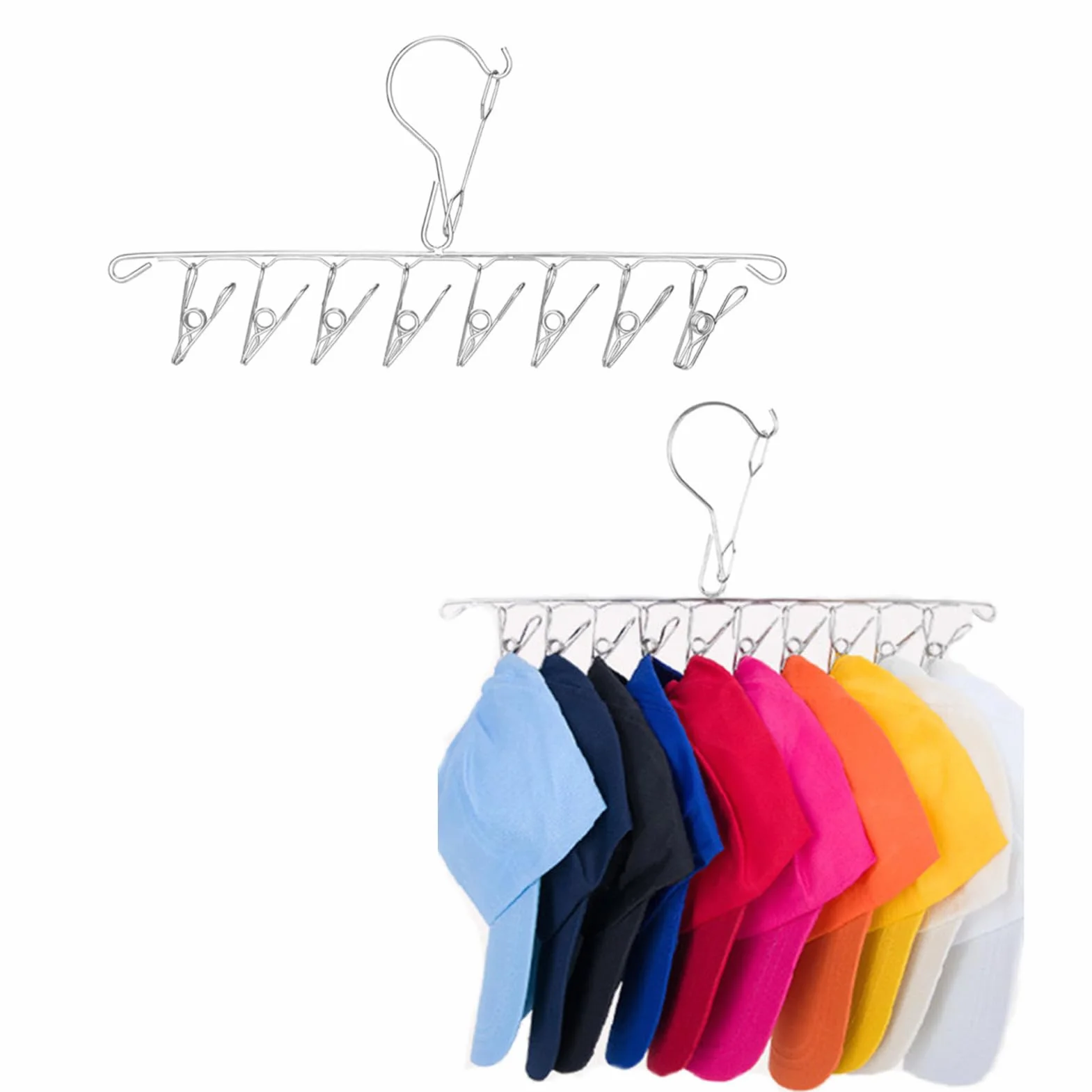 2 Pezzi Porta Cappelli da Armadio, Porta Cappellino da Baseball, Salvaspazio Cappelliera per Armadio Berretto Organizer Hanger Senza Installazione