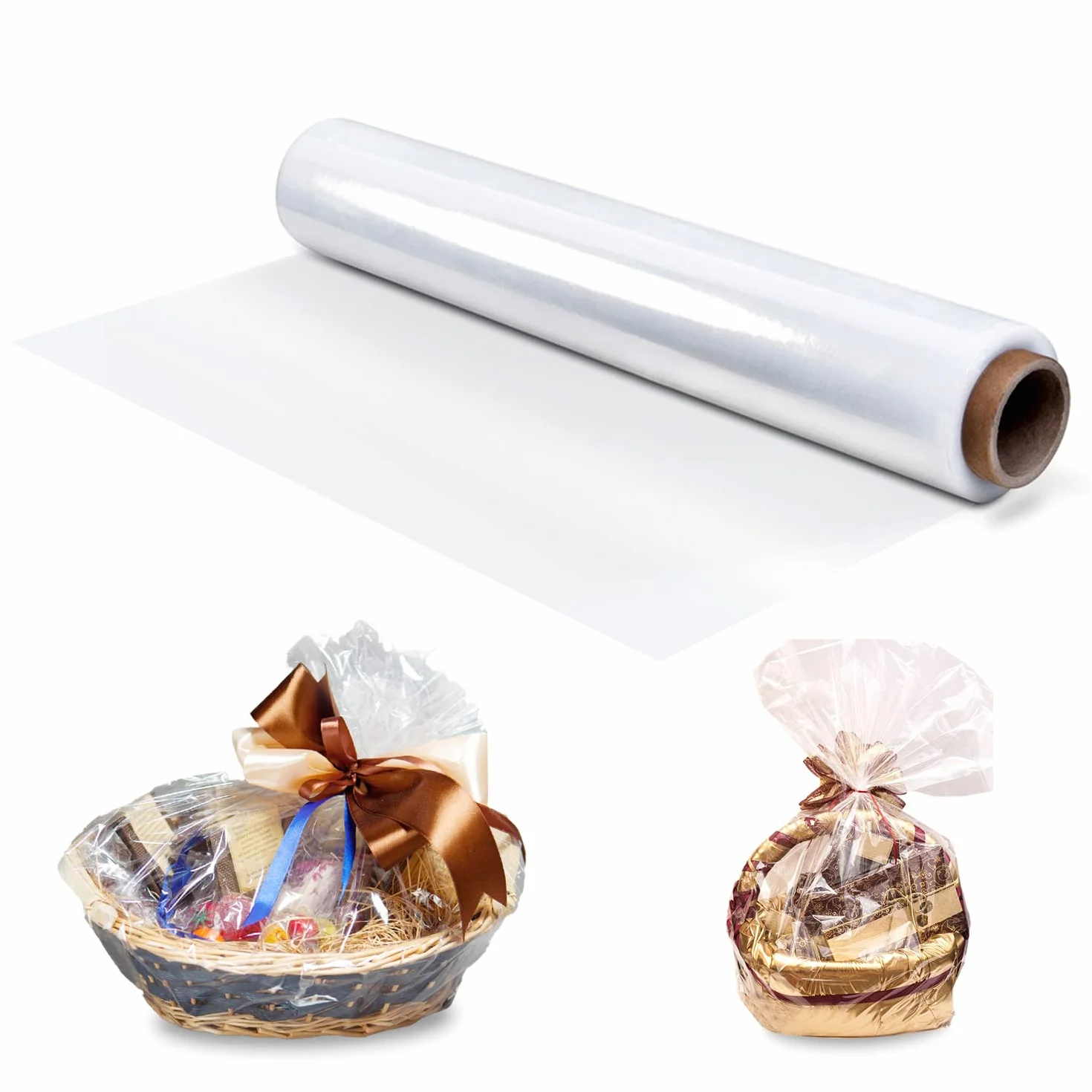 Cellophane per Imballaggio, 80 CM x 30 M Carta Trasparente per Confezioni, Rotolo per Confezionare Fiori, Frutta, Regali