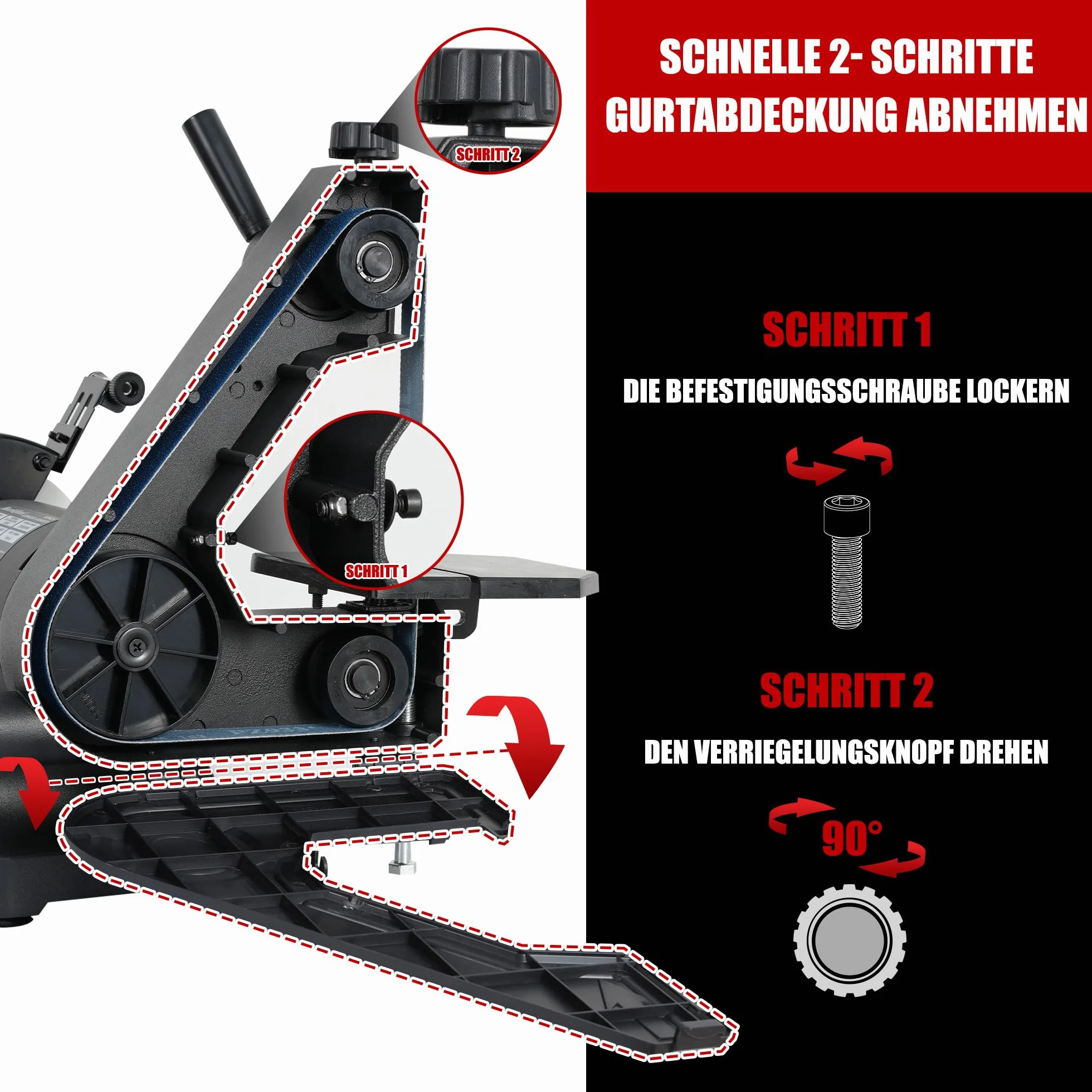 BUCKTOOL Levigatrice a nastro e mola combinata, 250 W, nastro 25,4 x 762 mm e disco da 150 mm, levigatrice a nastro in metallo