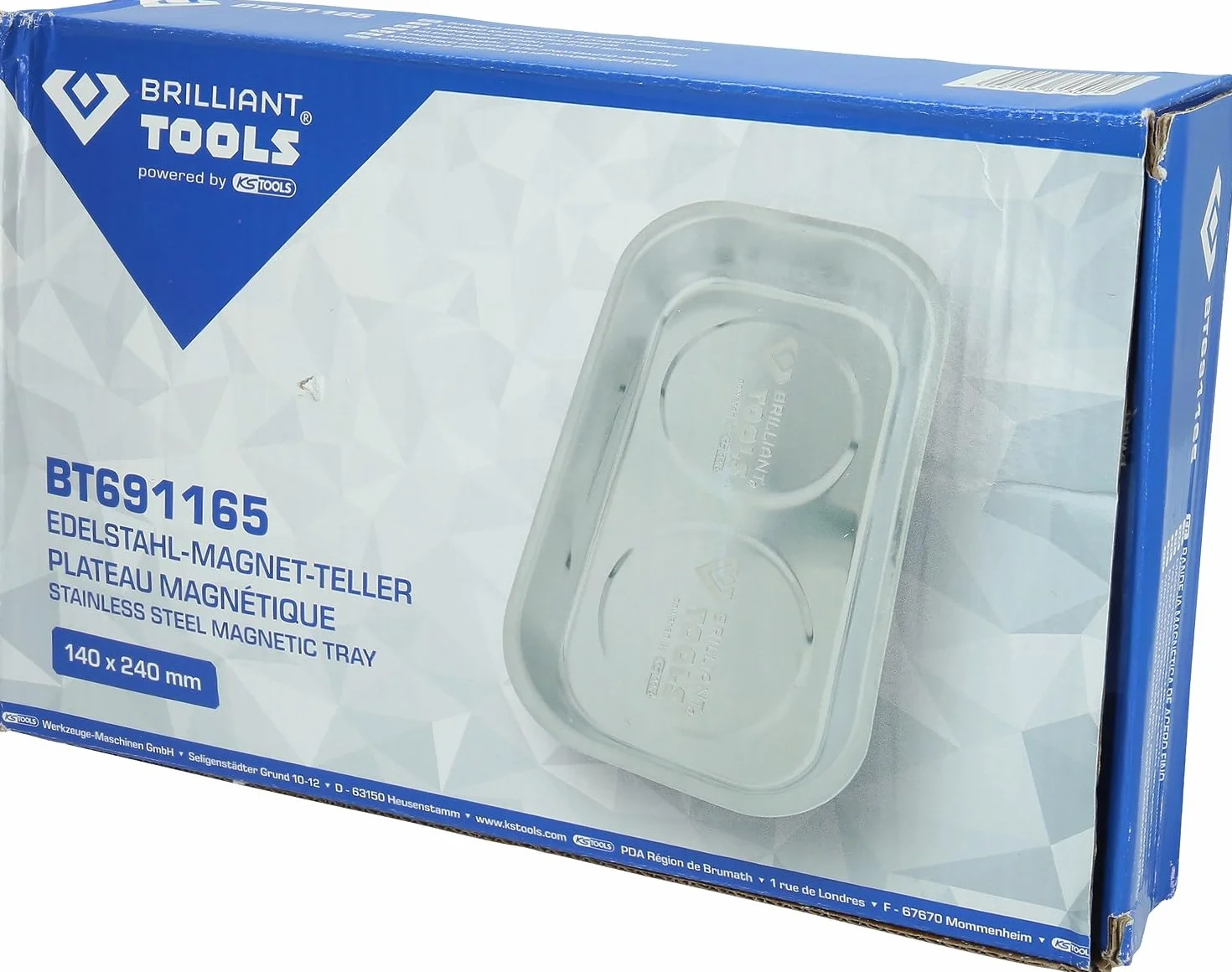 BRILLIANT TOOLS BT691165 Vassoio magnetico / vaschetta in acciaio inox, 140 x 240 mm [Powered by KS TOOLS]