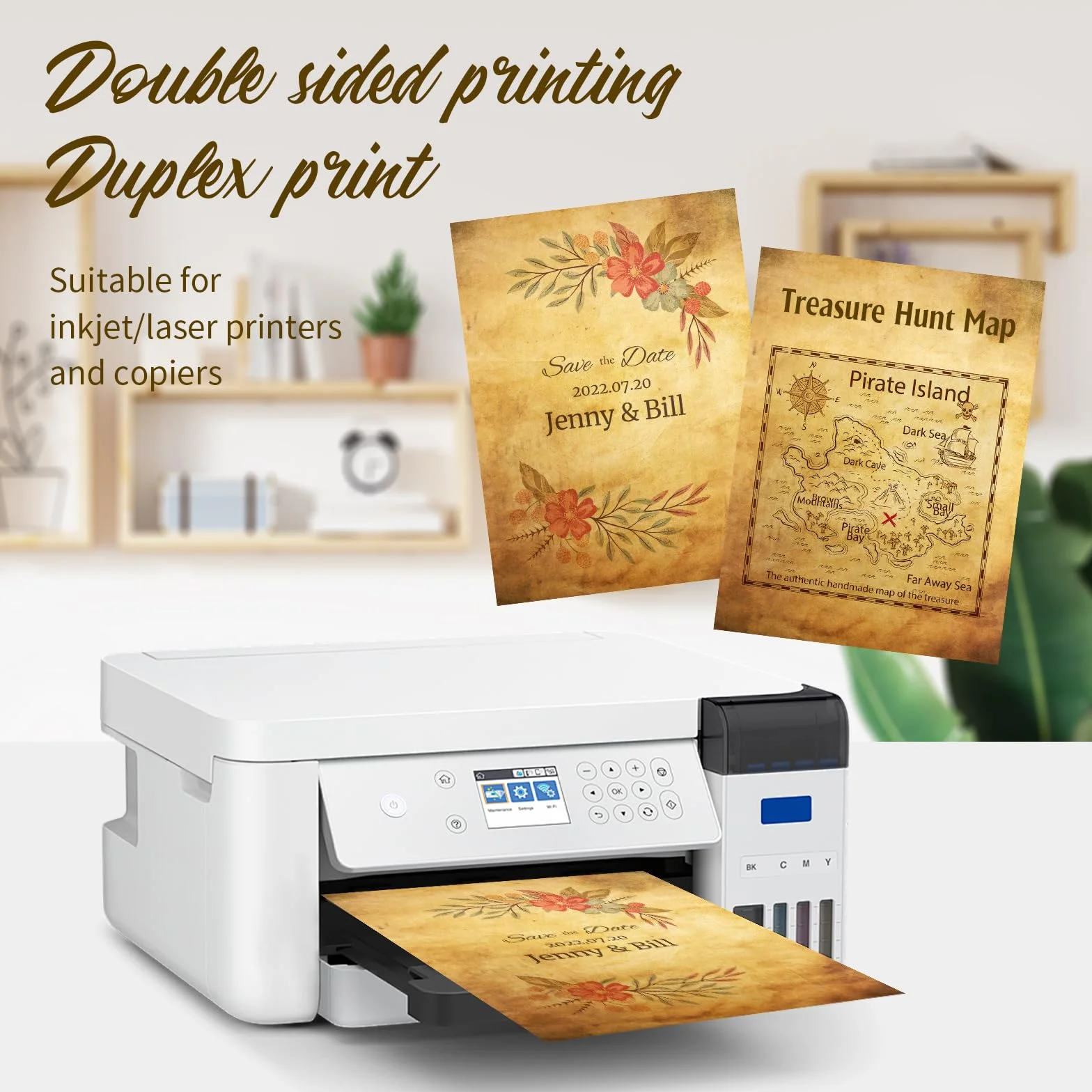 Carta Pergamena A4 Vintage 50 Fogli per Stampanti Inkjet Laser