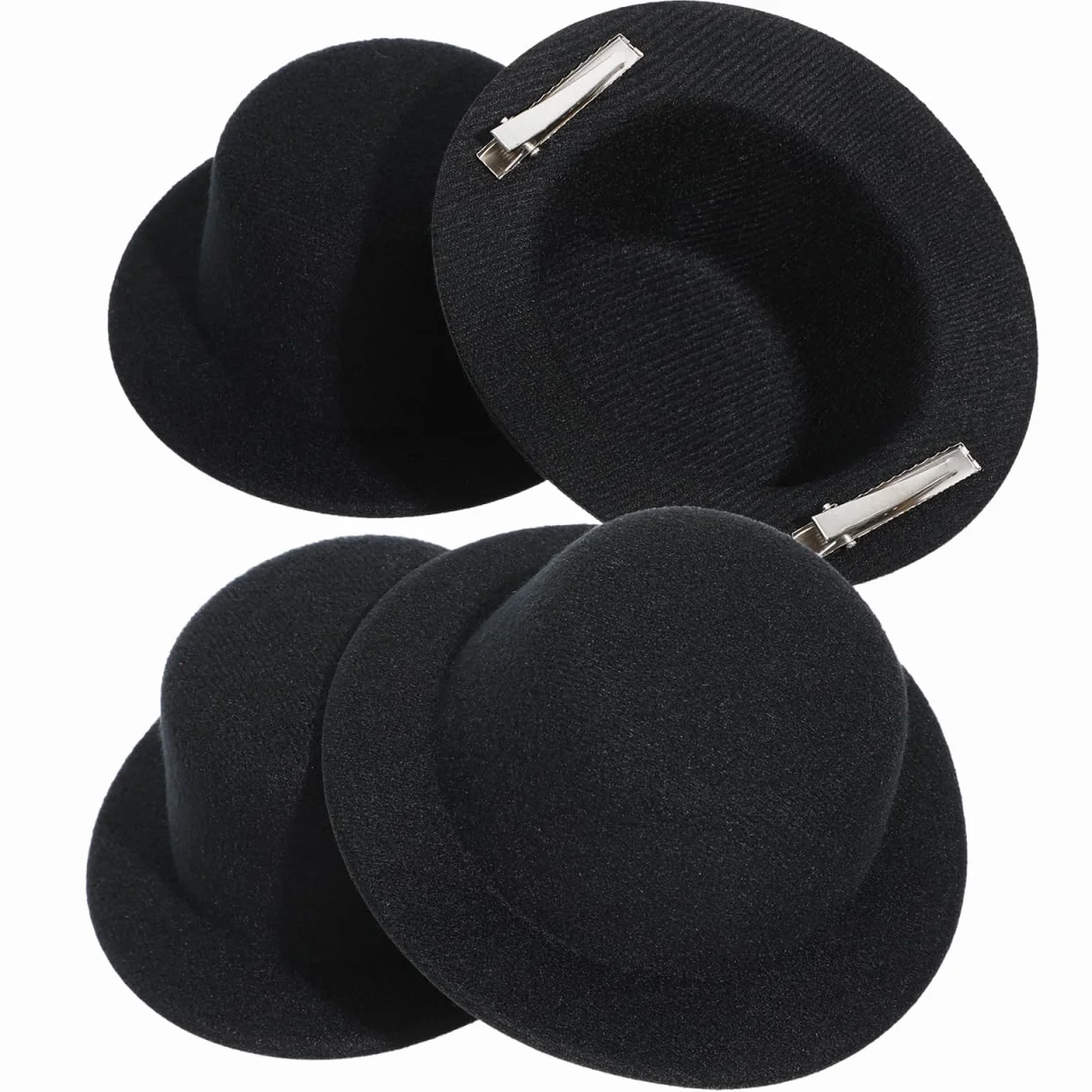 UPKOCH Set di 4 mini cappelli a cilindro, colore nero, accessori creativi per capelli, per progetti di artigianato, bambole e decorazioni in confezione regalo