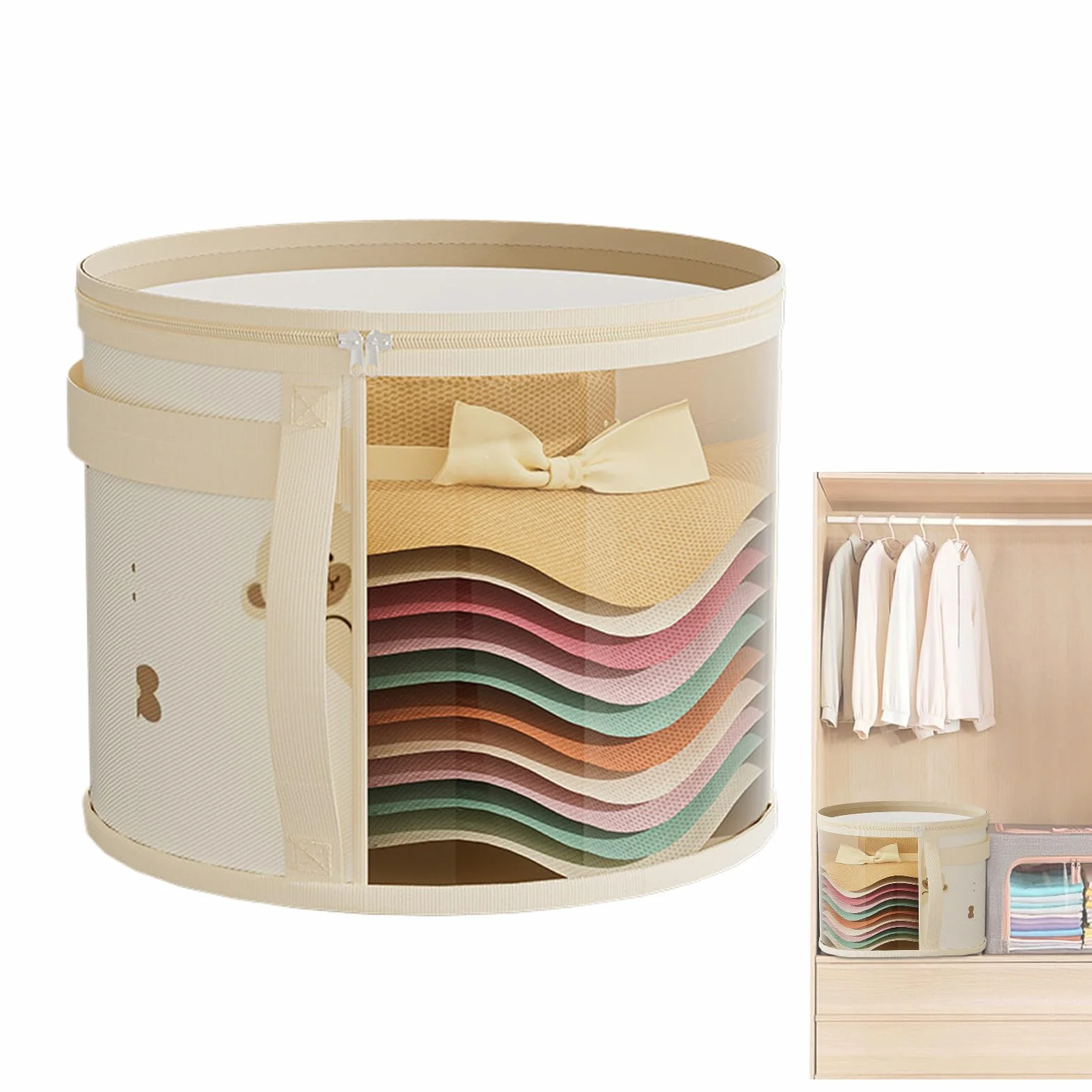 Generisch Scatola portaoggetti per cappelli, impilabile, antipolvere, pieghevole, organizer per cappelli rotondi, per viaggi, per dormitori, hotel, guardaroba, casa, donna, uomo