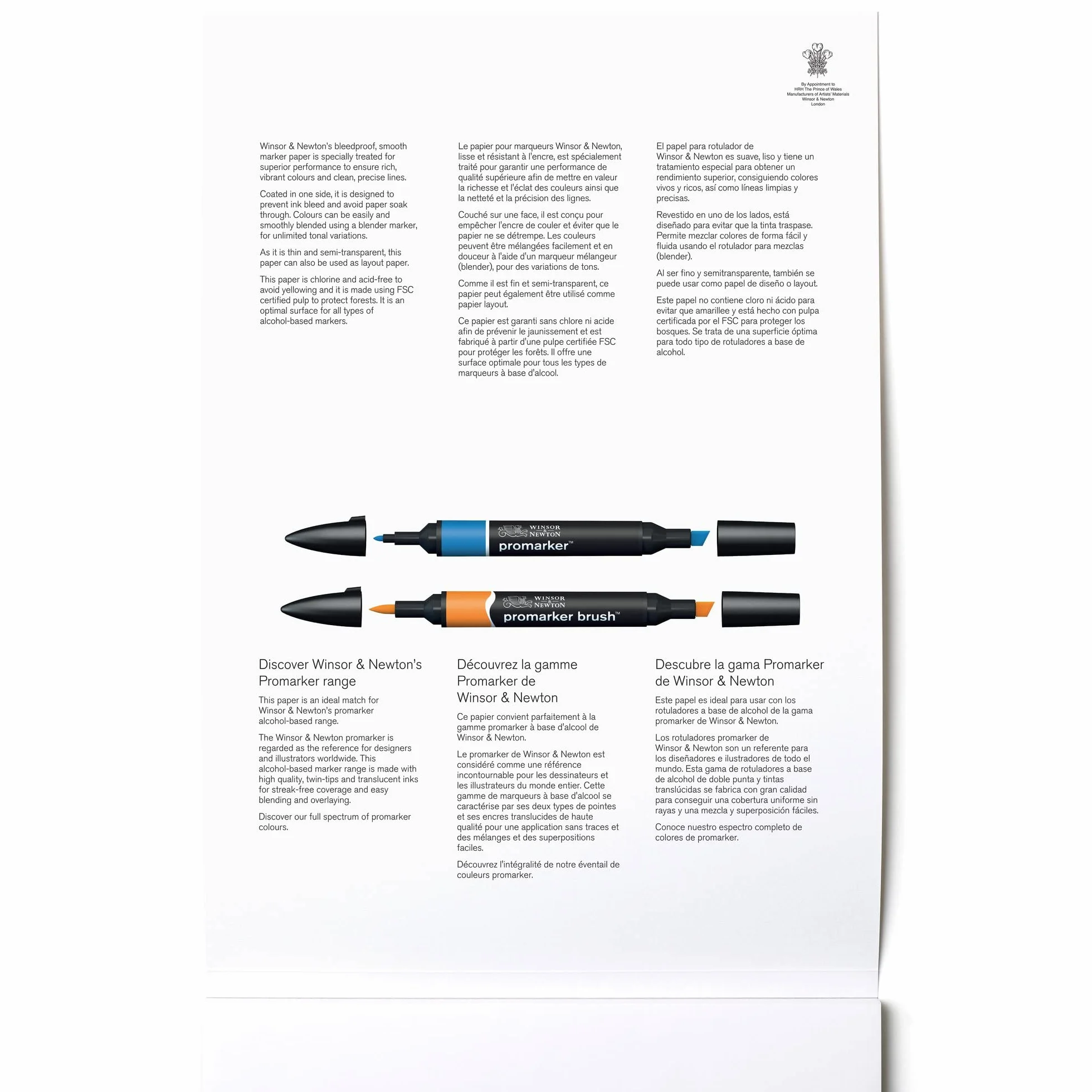 Winsor & Newton Carta Bleedproof per Marker 75 g - A4-50 Fogli