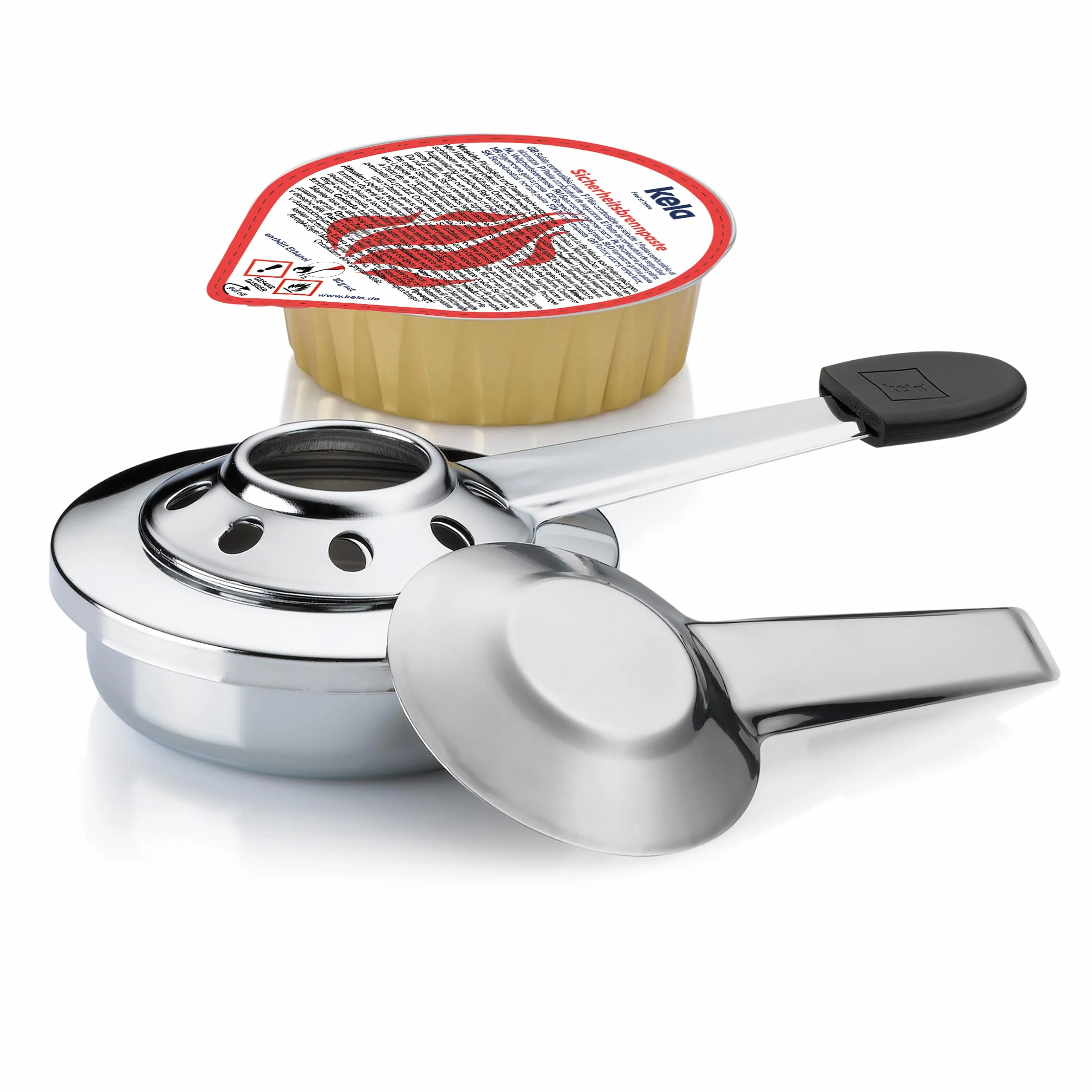 Kela bruciatore per fonduta con pasta combustibile etanolo 80 g acciaio inox VESUV