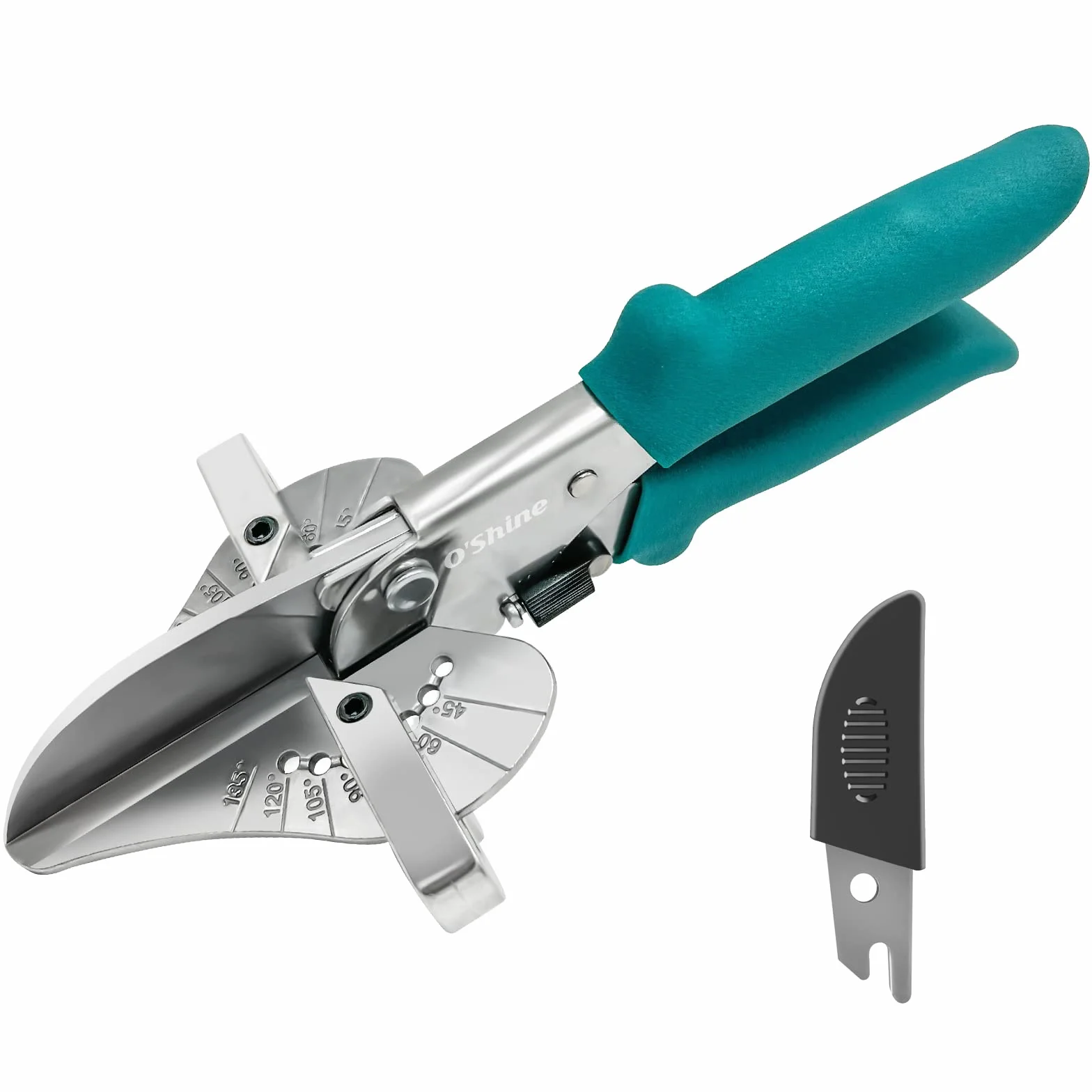 O'Shine Cesoia Multiangolo Professionale, Tagliacornici da 45° a 135° con Lama in Acciaio SK5 Giapponese, Forbici per Guarnizioni, PVC, Legno Tenero e Canaline, Include 1 Lama di Ricambio