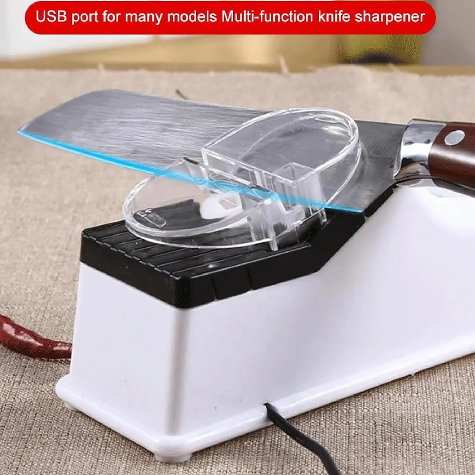 Affilacoltelli elettrico, affilacoltelli a doppia faccia, affilacoltelli elettrico, affilatura rapida in 5 secondi, affilacoltelli automatico for tutti i tipi di coltelli(1pcs)