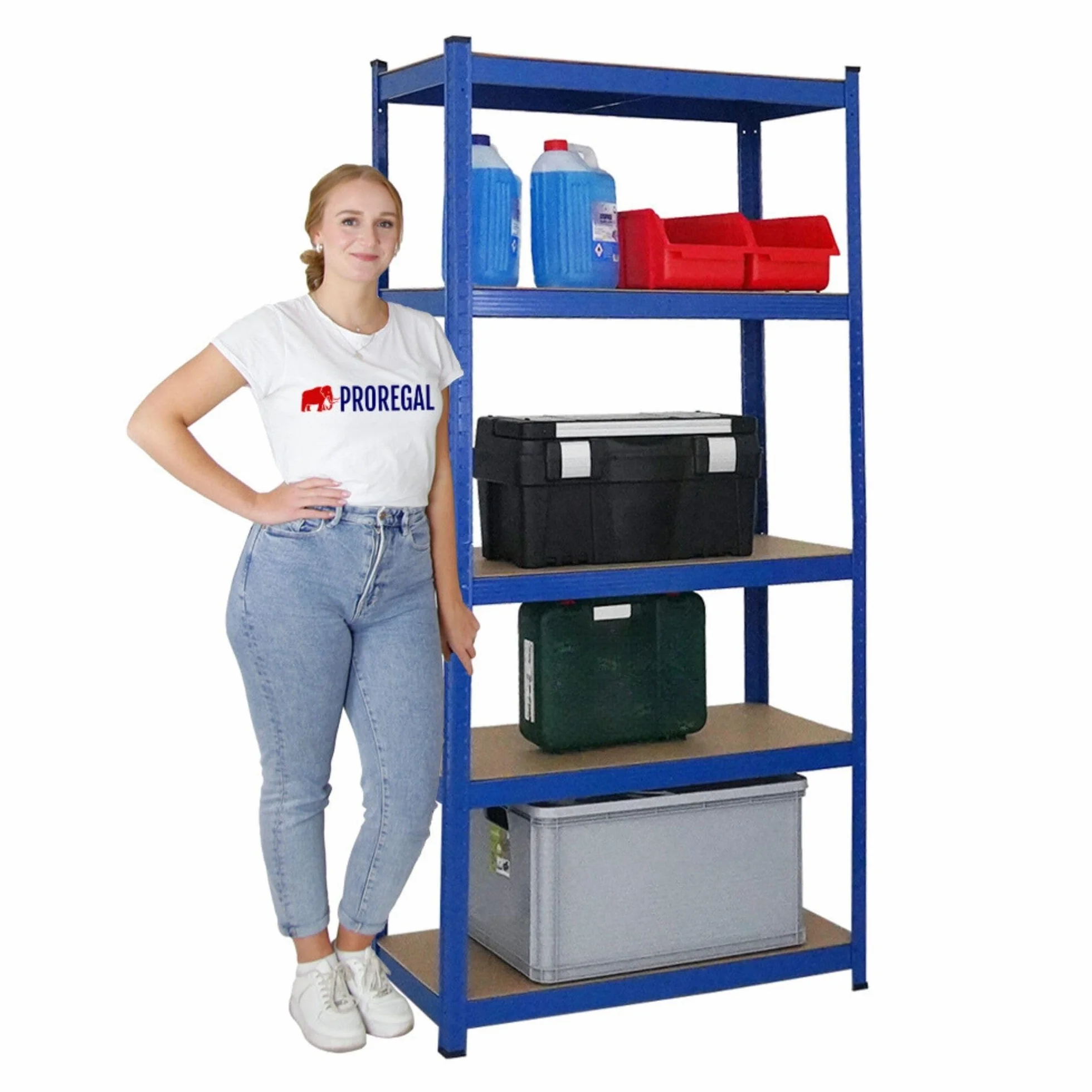 PROREGAL Scaffale per carichi pesanti Ragnar | AxLxP 180x90x40cm | Portata per ripiano 175kg | Blu