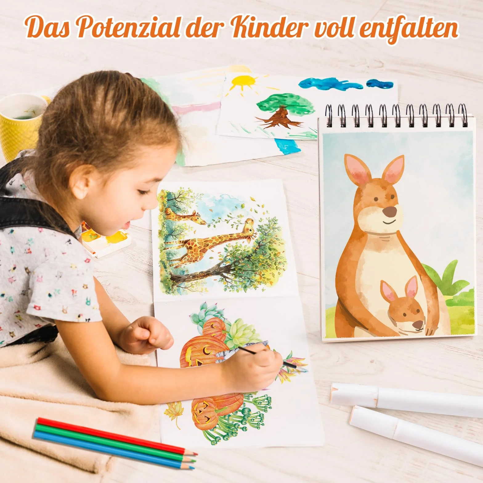 Blocco da disegno per bambini, formato A5, 140 g/m², carta spessa per artisti, professionisti della pittura (60 fogli/120 pagine)