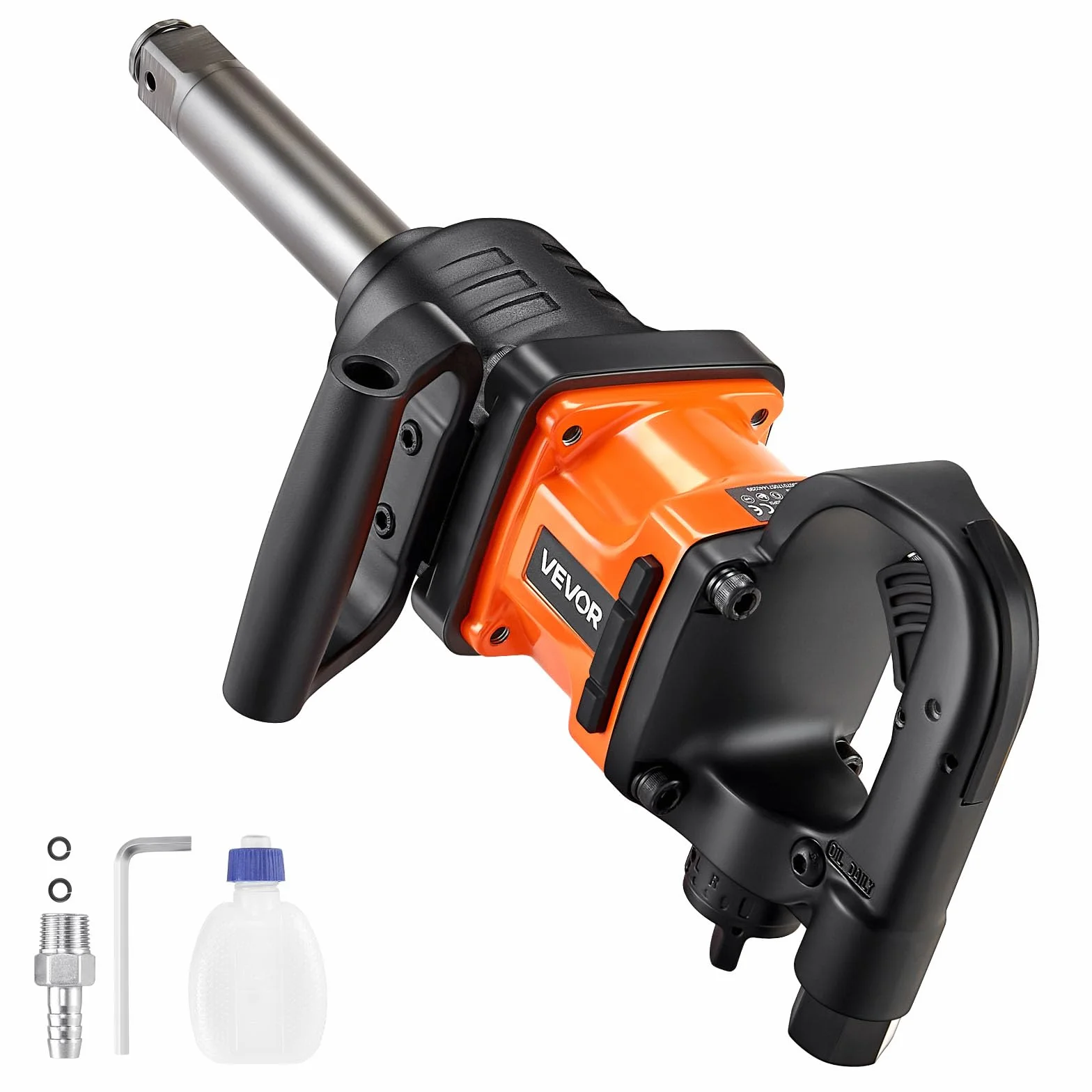 VEVOR Avvitatore Pneumatico a Impulsi da 25,4 mm, Coppia di Serraggio Dadi Fino a 2400 Nm, Chiave Pneumatica a 6 Velocità da 6000 giri/min con Incudine Estesa 152,4 mm per Camion Pesanti
