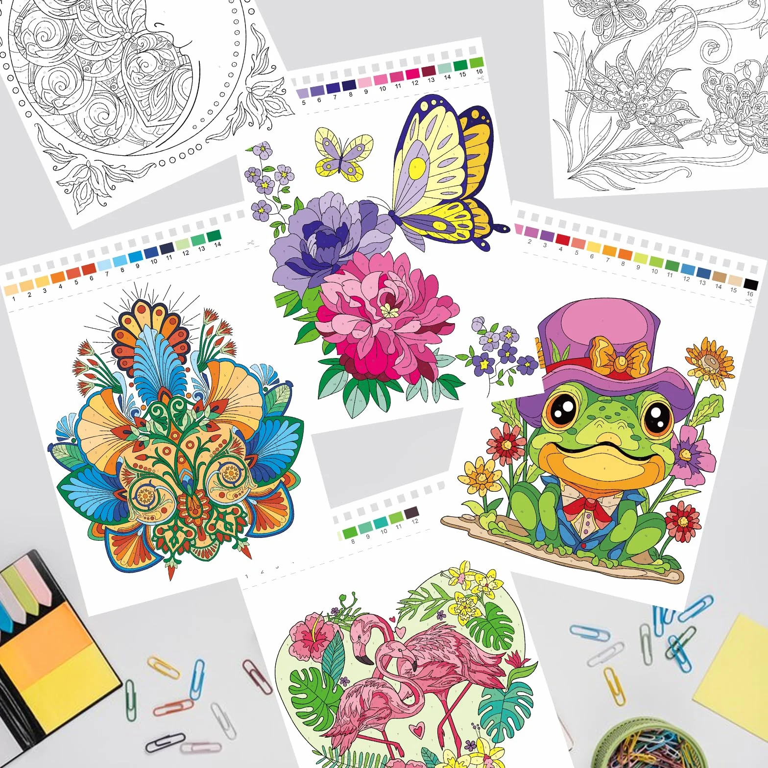 Kalysky 3 libri da colorare con i numeri adulti, libri da colorare per adulti temi-farfalla, animale, fiore,sollievo dello stress, Hobby creativi