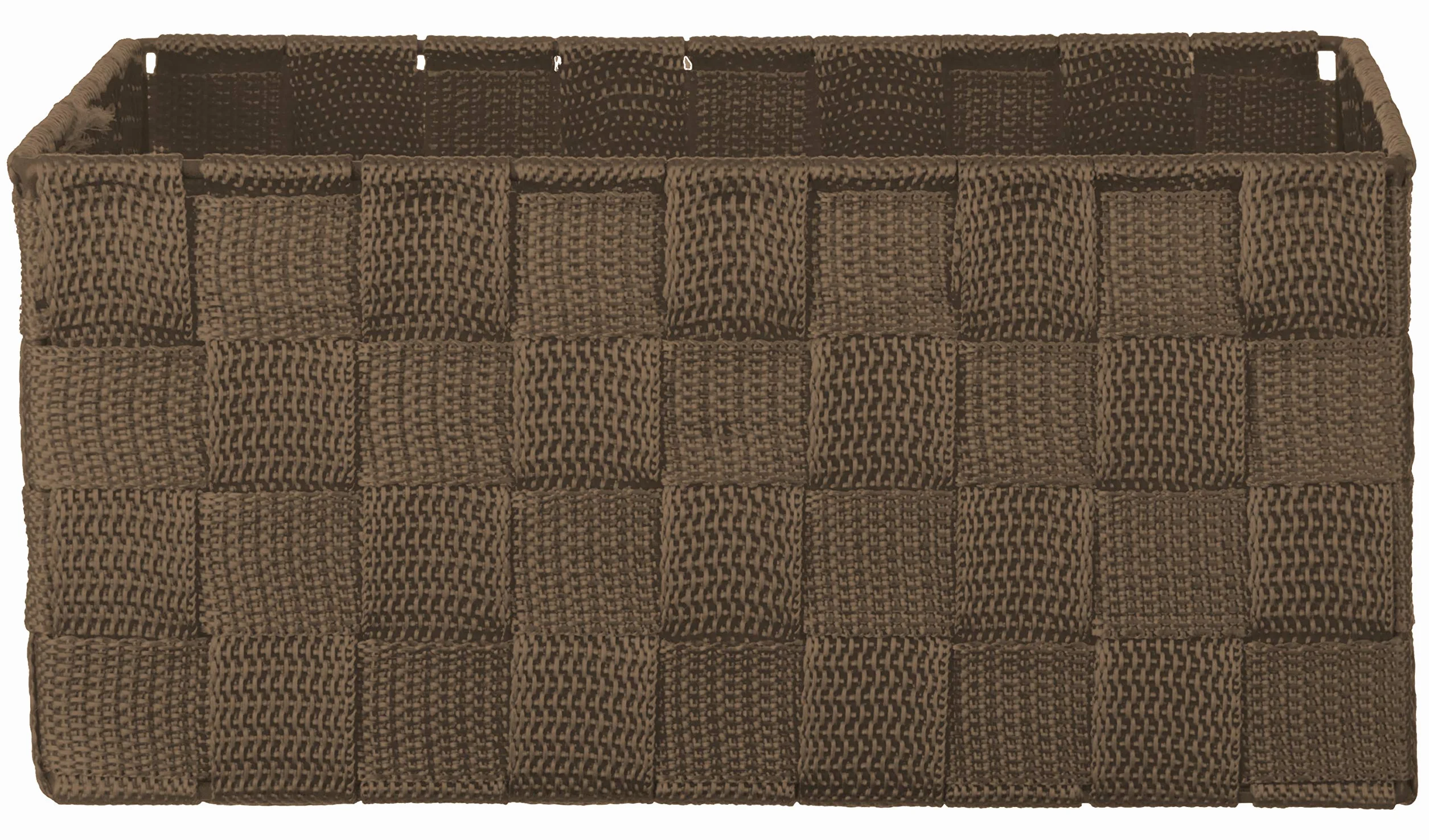 Set di 3 Scatole Portaoggetti Rettangolari Effetto Rattan 22x15x11 cm Marrone