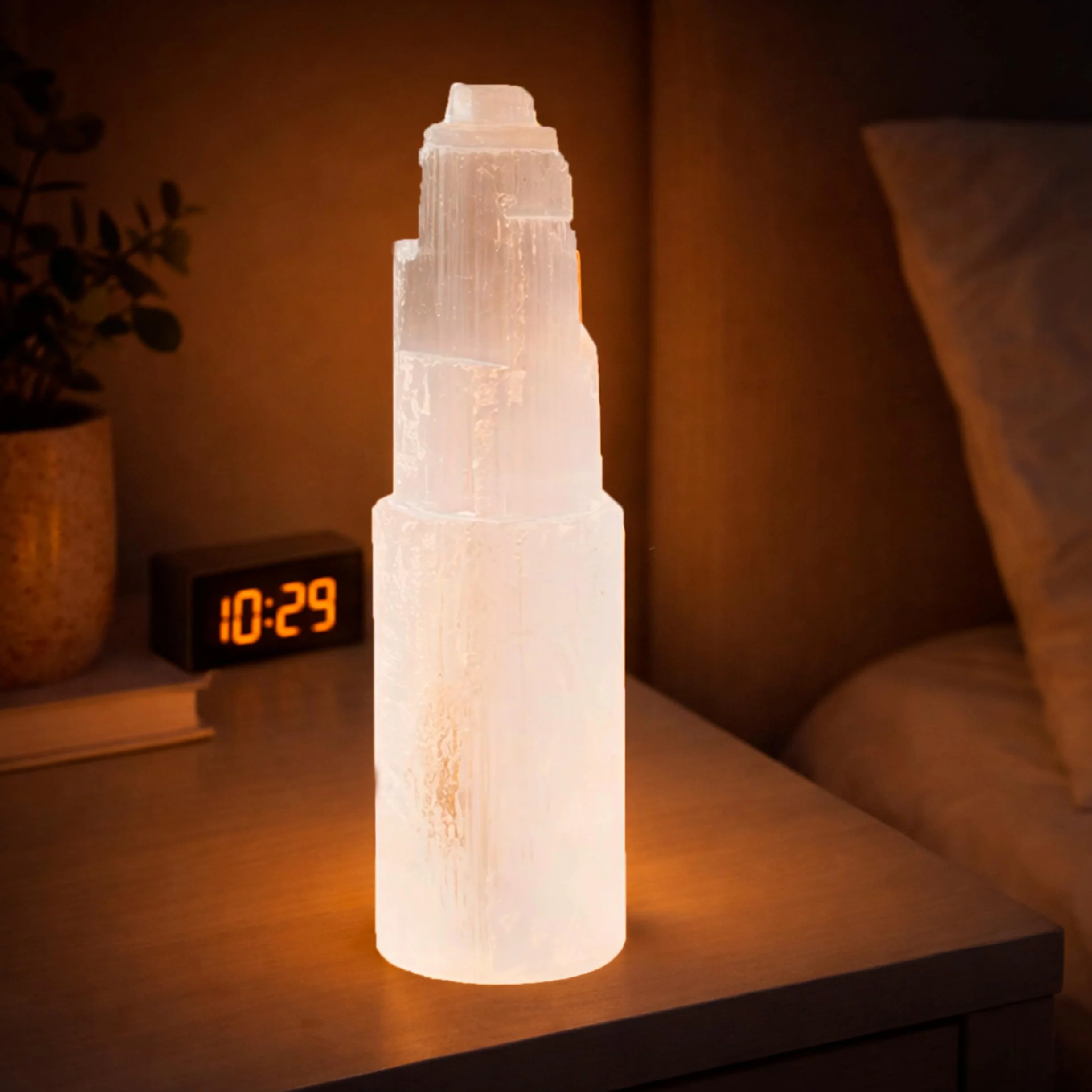 Torre di cristallo di selenite naturale 15cm Meditazione Cristallo decorazione
