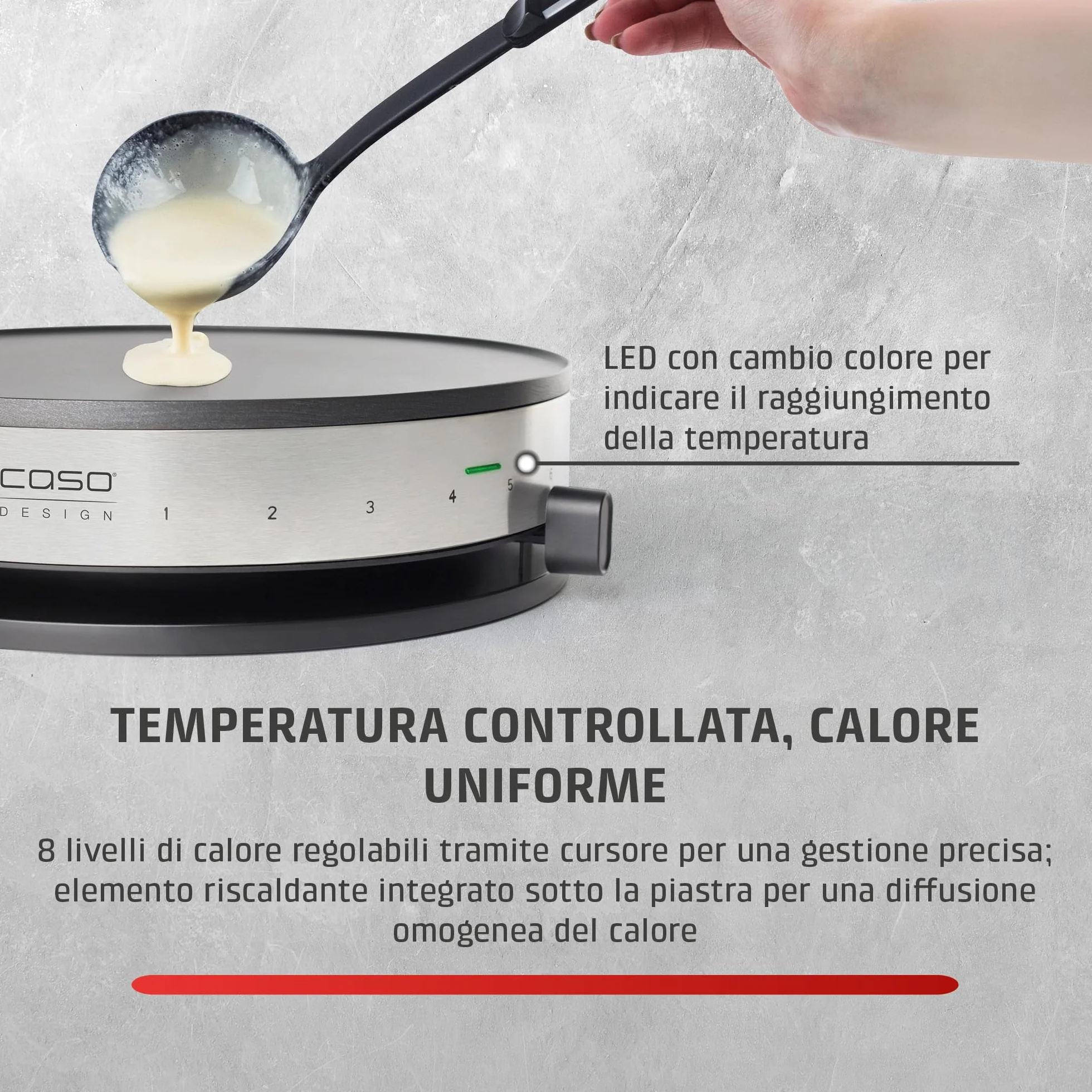 Caso 2930 cm 1300 Design crepes Maker con ampia superficie di cottura, diametro 33 cm, 1300 W