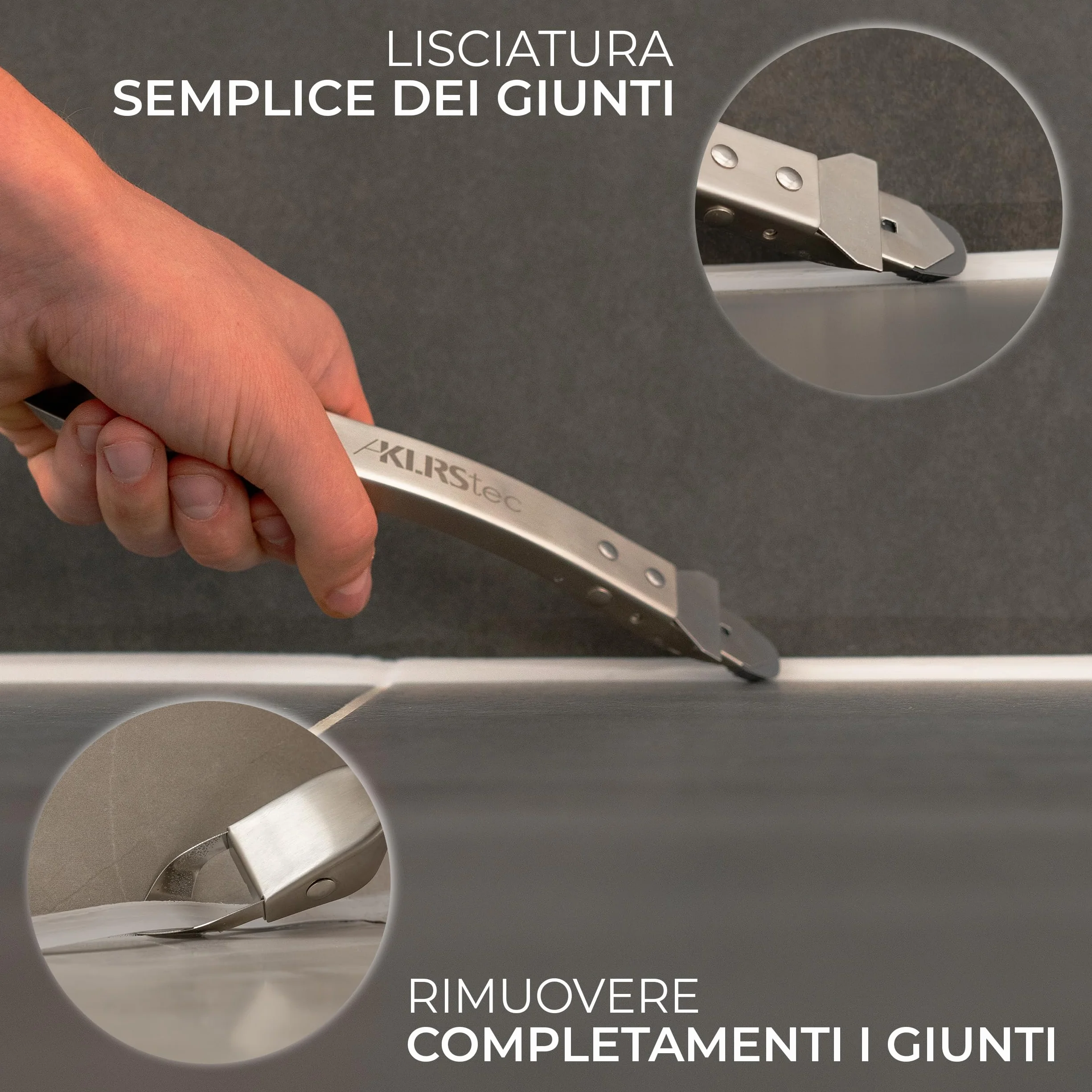 KLRStec Professionale Strumento per Calafataggio [100% acciaio inox] Robusto 4 in 1 Kit di Strumento Raschietto e Spatola per Giunti - Set di Strumenti per Rinnovare le Giunti in Silicone