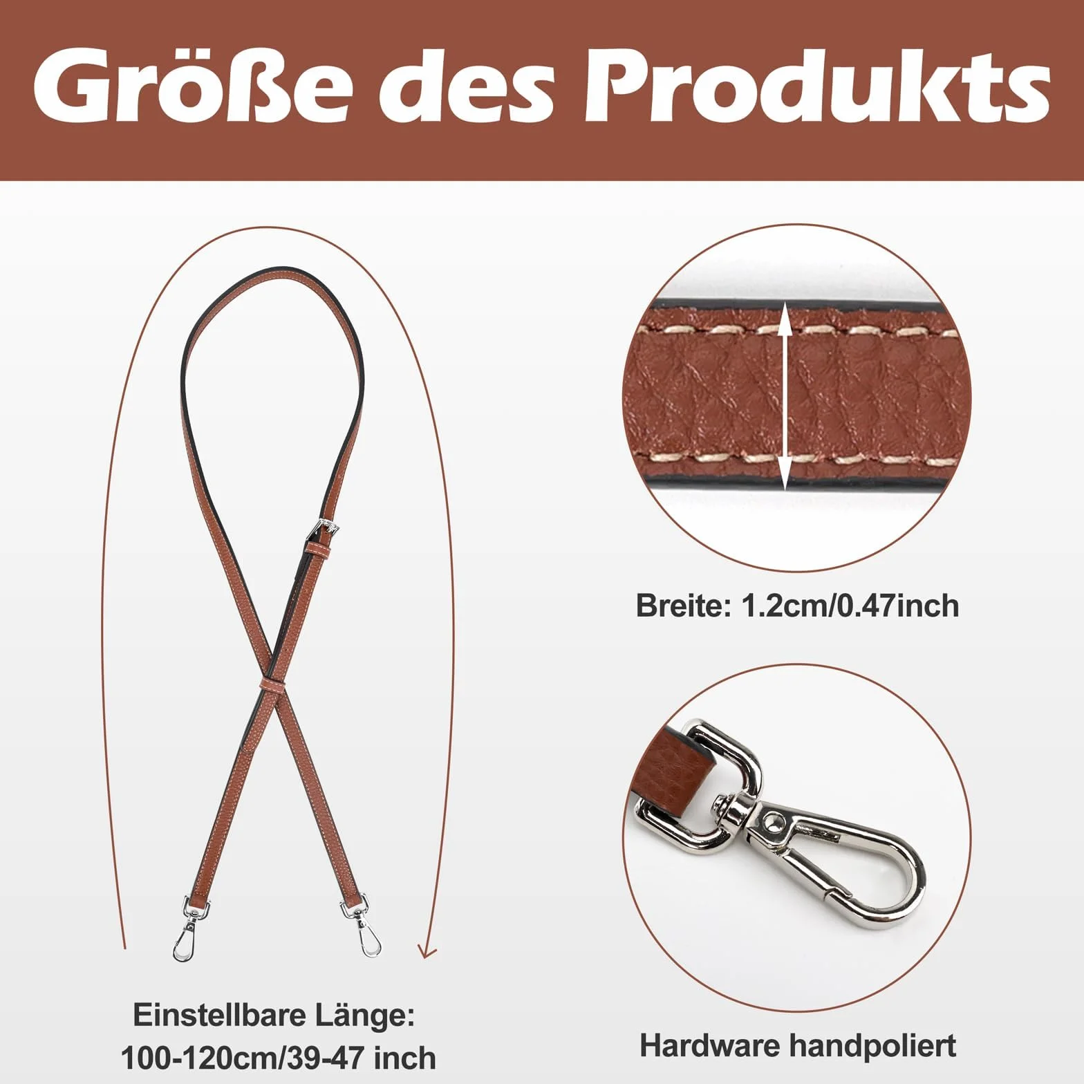 GADITIEK Tracolla per Longchamp Mini Regolabile Senza Fibbia per Borsa Donna - Universale, Non Serve Punzonatura - Marrone, Pratica e Robusta per Ogni Occasione!