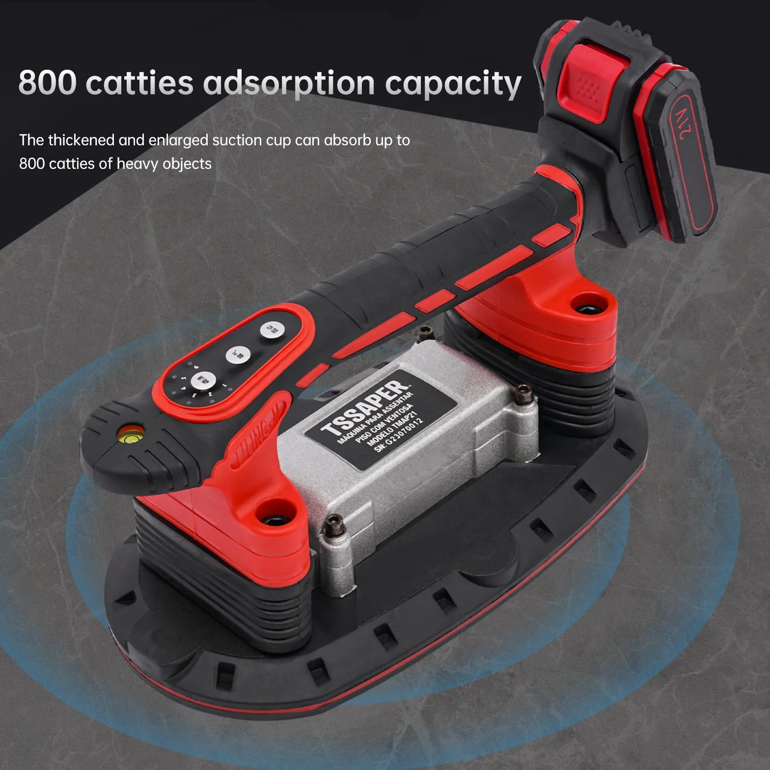 Vibratore per piastrelle a 6 velocità regolabile per piastrelle da 30 – 240 cm, dispositivo di vibrazione per piastrelle, per pavimenti e piastrelle, max. 13000 rpm, con 2 batterie