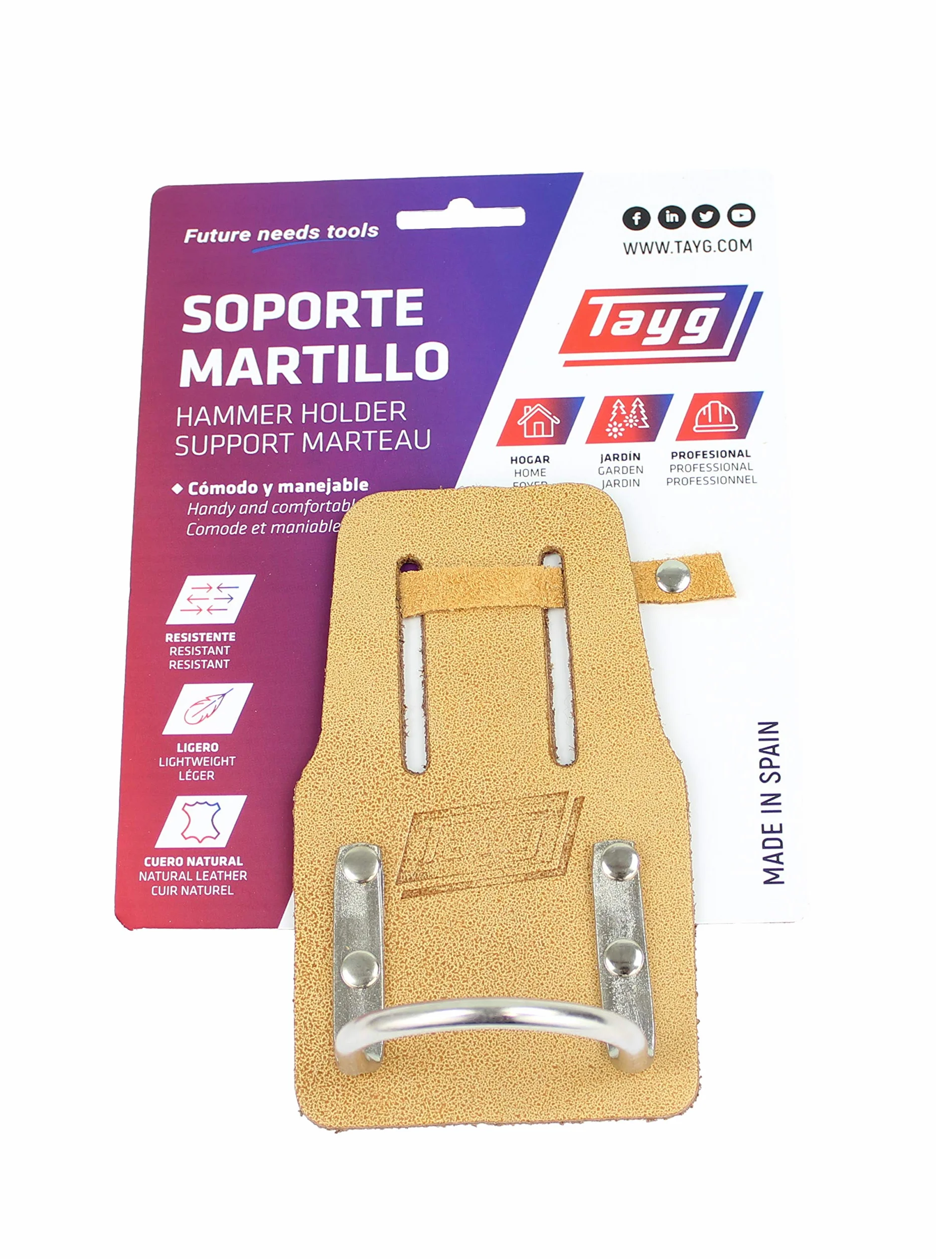Tayg 081606 - Supporto per martello in pelle, confezione da 3