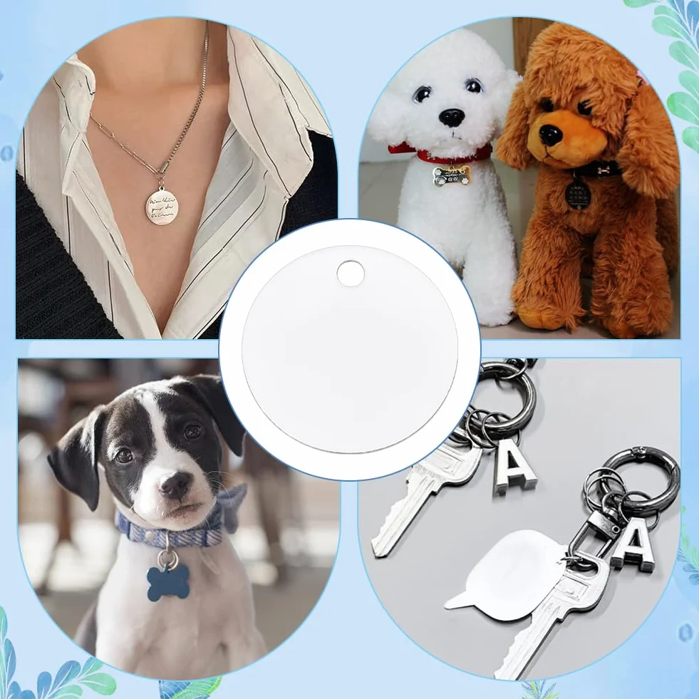 BENECREAT 30 Pezzo Grezzo in Alluminio per Sublimazione Piatto e Rotondo, Etichetta per Stampaggio in Alluminio Etichetta per Cani Vuota Etichetta di Trasferimento Bifacciale per Portachiavi, 30mm