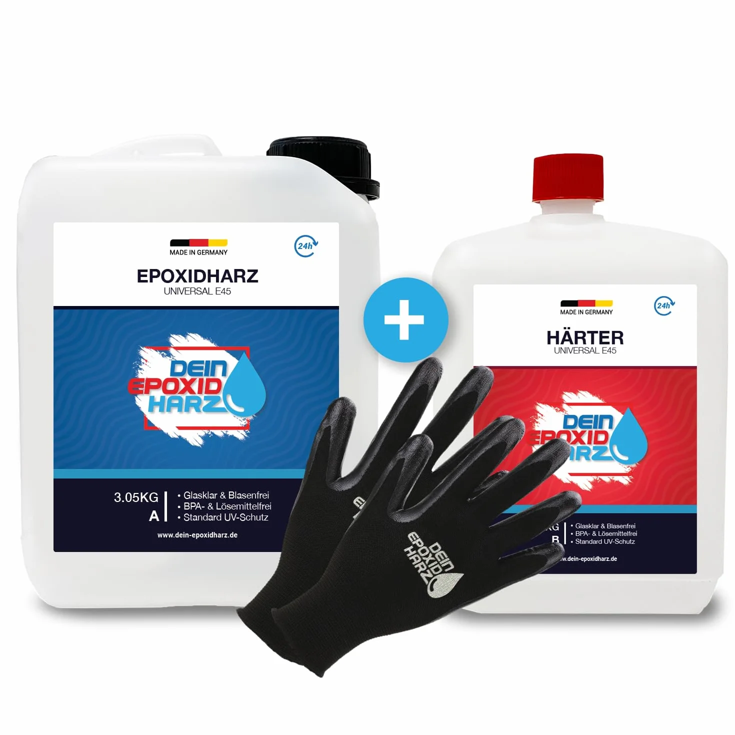 Resina Epossidica Transparente 4,5kg Bicomponente A+B | Transparente Effetto Acqua per creazioni trasparente | Resina per gioielli + Guanti di protezione, comprese le istruzioni italiane