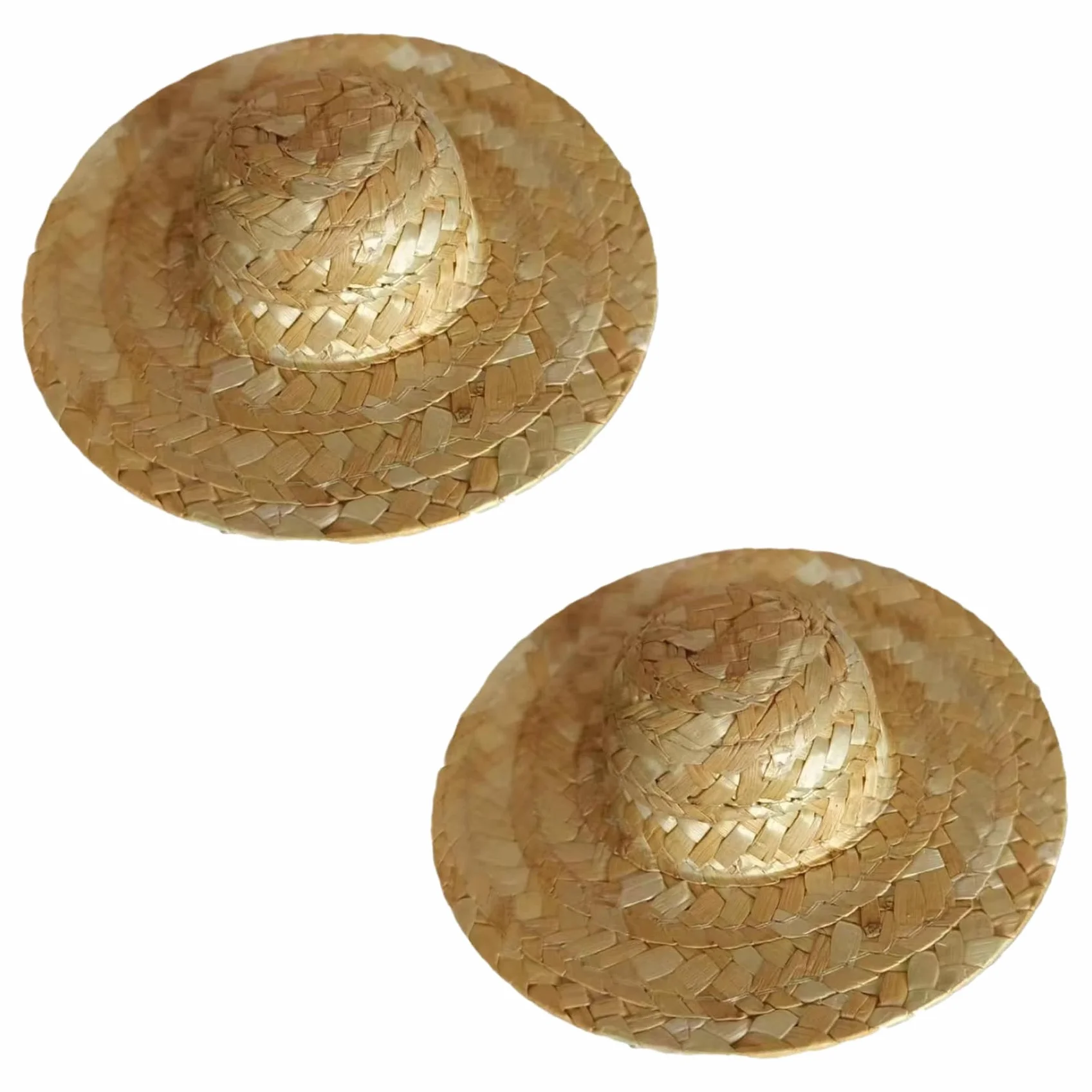 Mini Cappello di Paglia 2 Pezzi 2x1 Pollici Mini Cappelli Intrecciati a Tesa Larga realistici Cappelli di Paglia per Artigianato, Bottiglie di Vino, Decorazioni, Gioielli/Accessori per Bambole